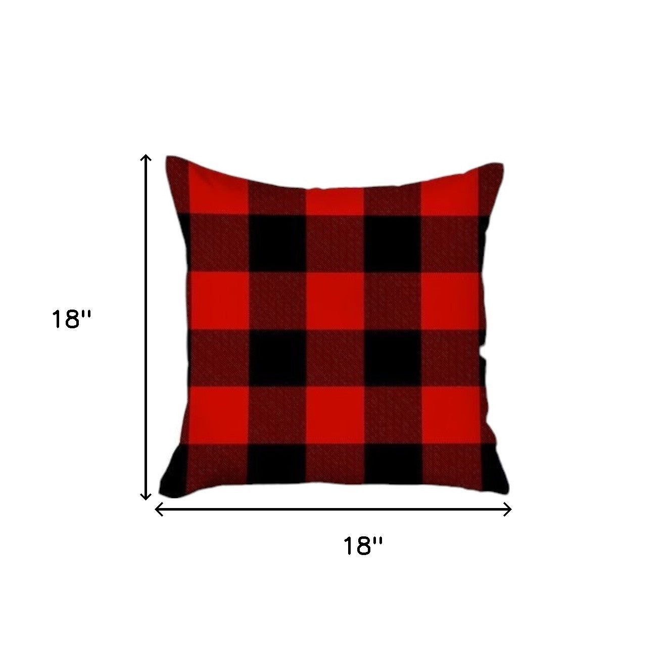 Set Of Four 18 X 18 Red And Black Plaid Zippered Polyester Christmas Throw Pillow-7