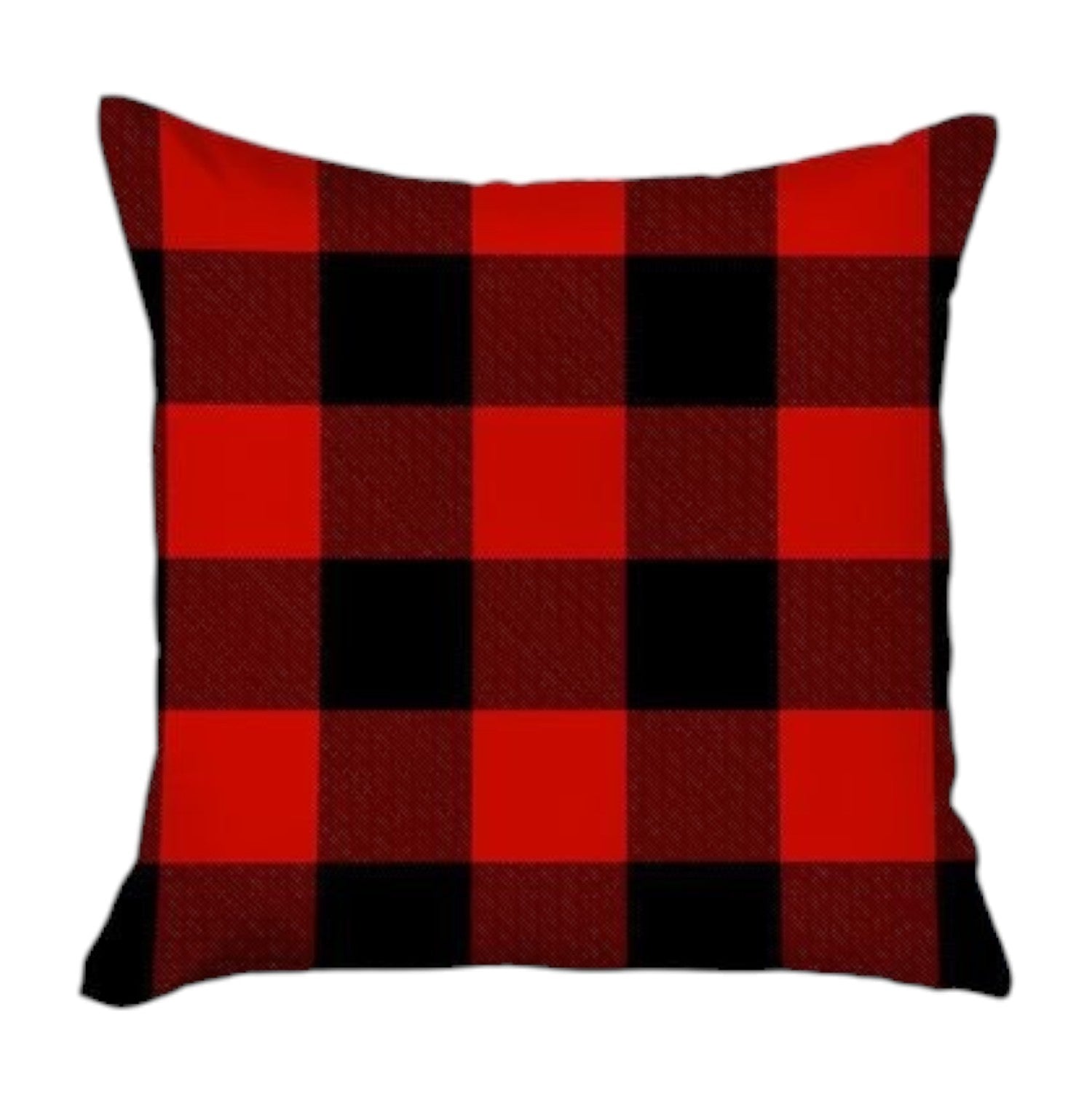 Set of Four 18" Red and Black Plaid Fabric Throw Pillow Covers-1