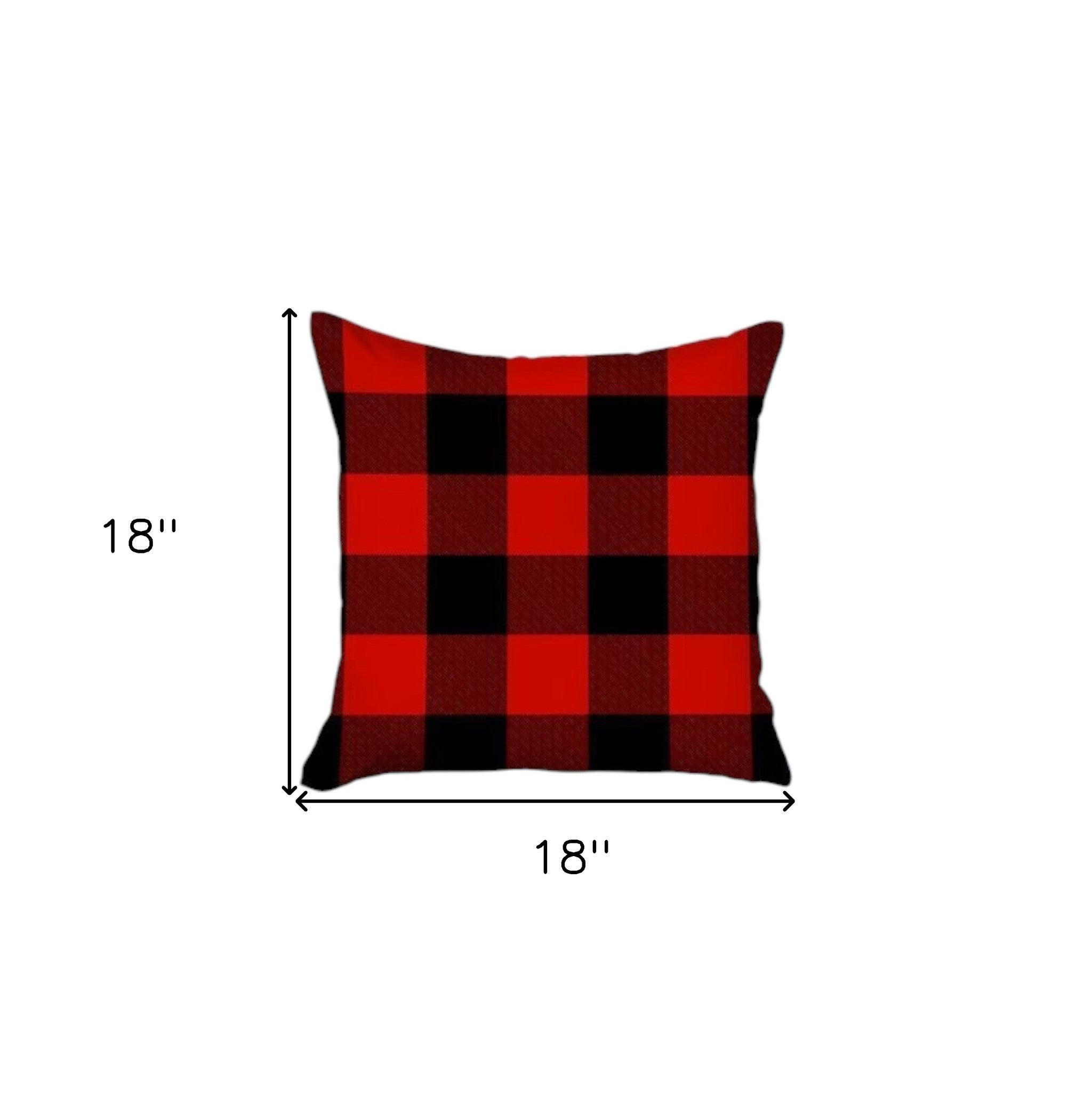 Set of Four 18" Red and Black Plaid Fabric Throw Pillow Covers-6