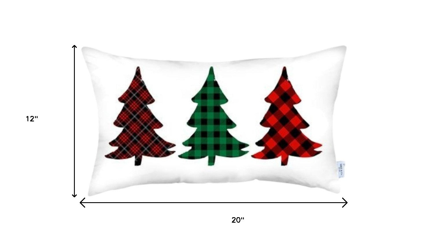 Set of 4 Christmas Tree Trio Plaid Lumbar Pillow Covers-5