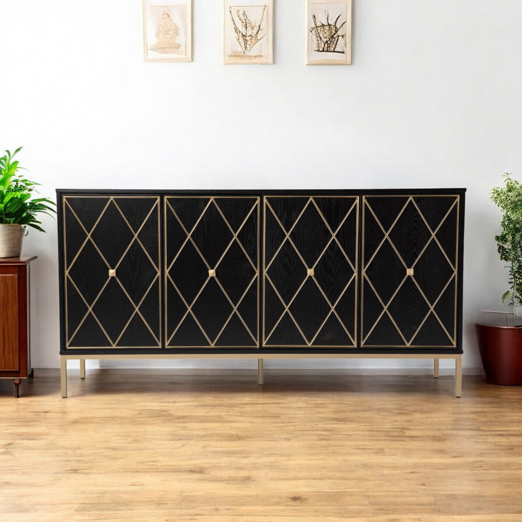 Black and Gold Harlequin Sideboard Storage Cabinet-0