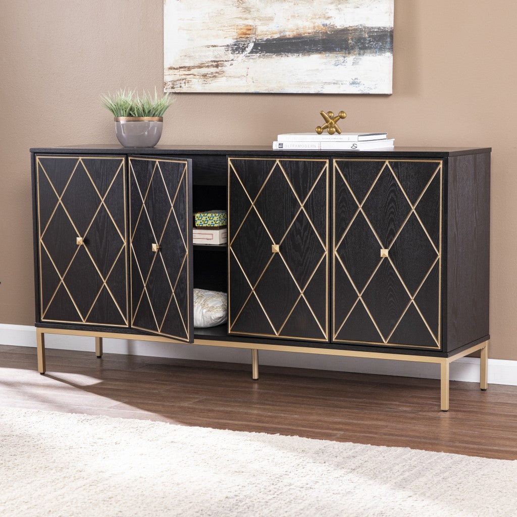 Black and Gold Harlequin Sideboard Storage Cabinet-8