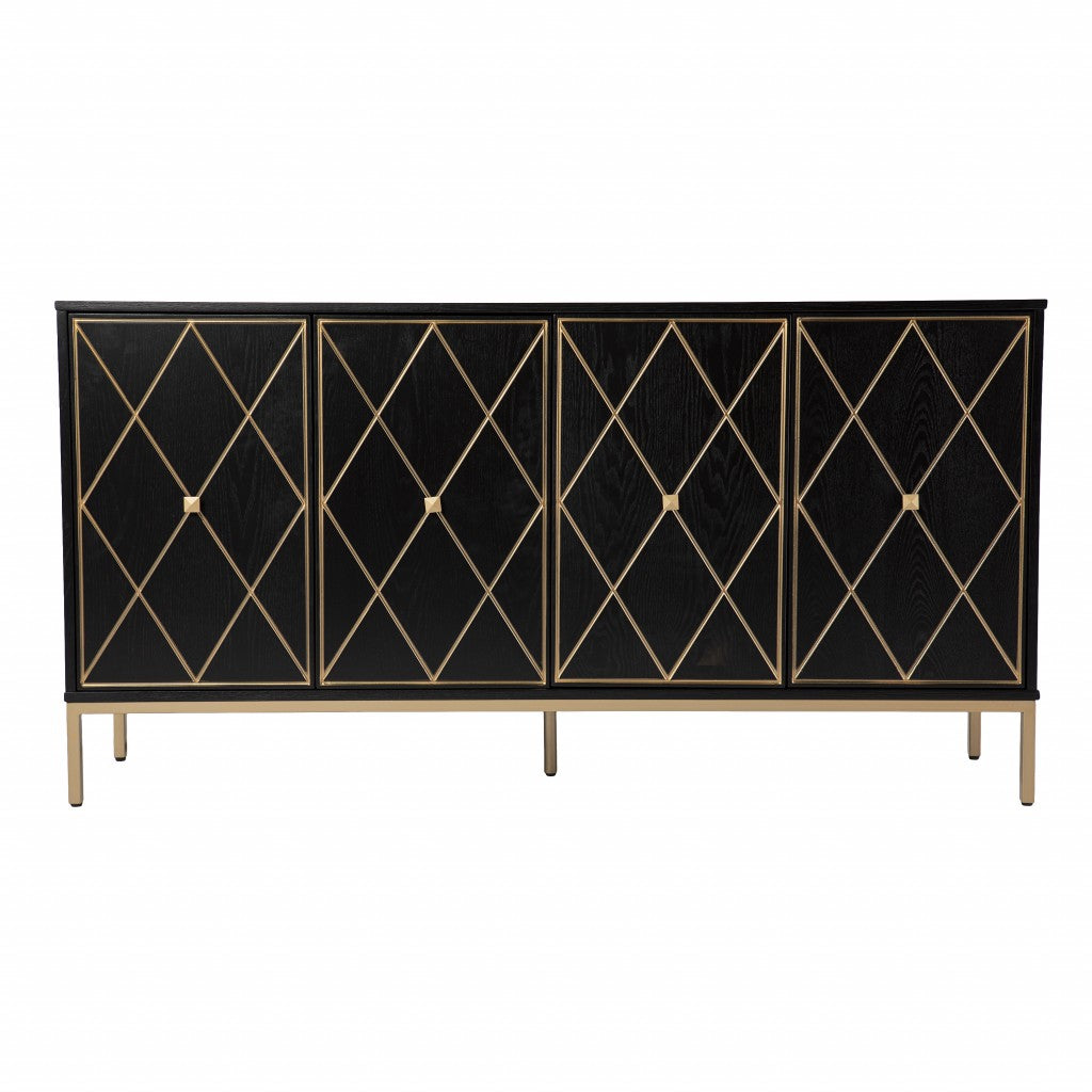 Black and Gold Harlequin Sideboard Storage Cabinet-1