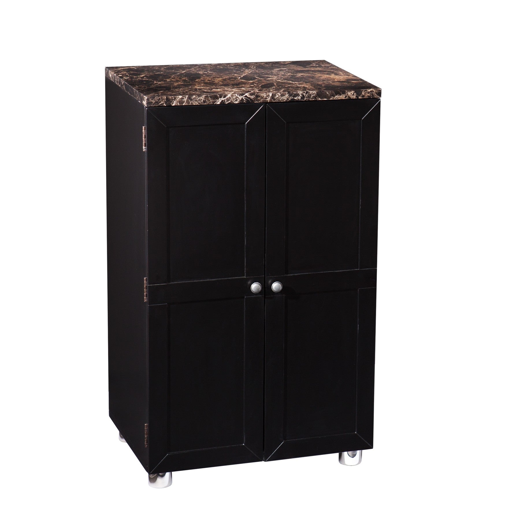 Metro Black Wood and Marble Bar Cabinet-0