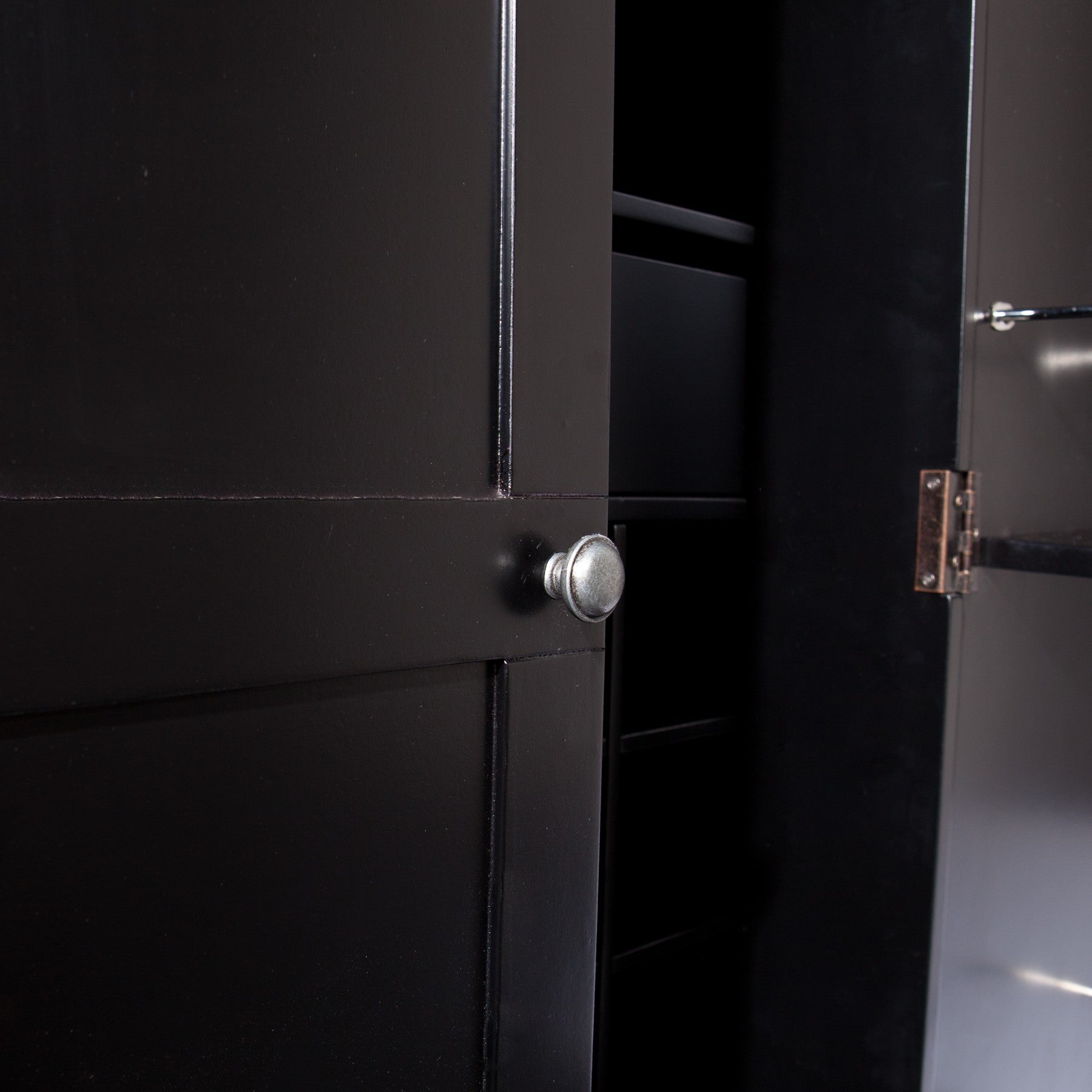 Metro Black Wood and Marble Bar Cabinet-3