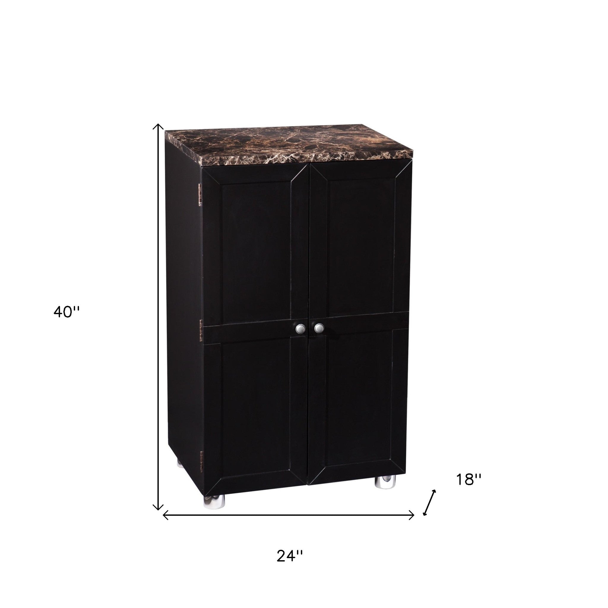 Metro Black Wood and Marble Bar Cabinet-7