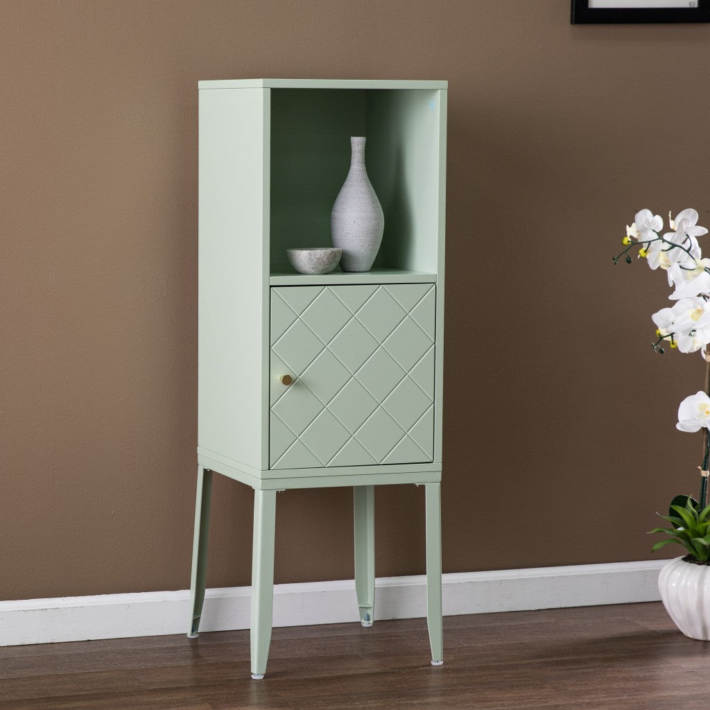 Pale Green Crosshatch Accent Storage Cabinet-5