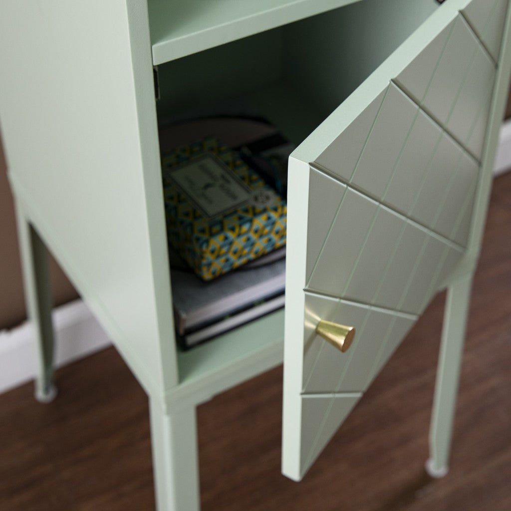 Pale Green Crosshatch Accent Storage Cabinet-6