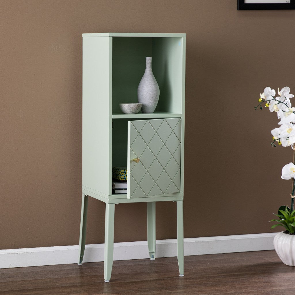 Pale Green Crosshatch Accent Storage Cabinet-7