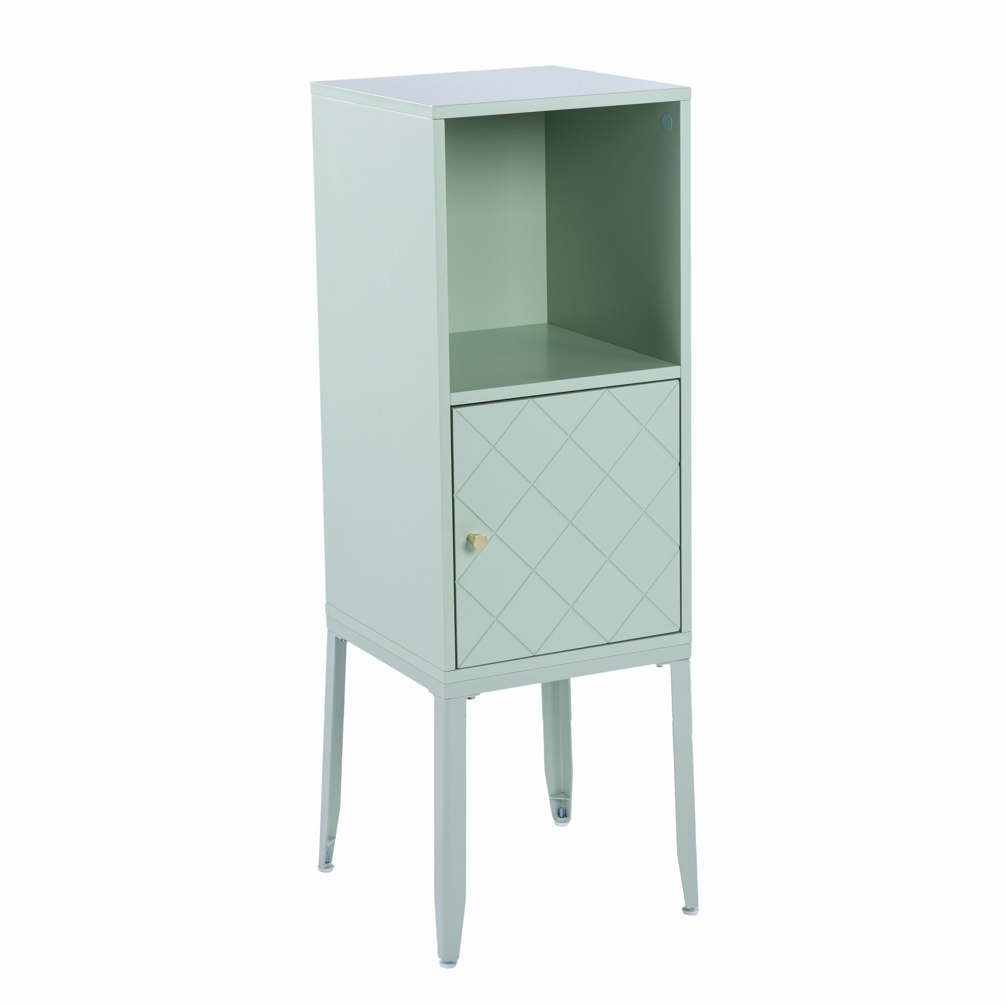 Pale Green Crosshatch Accent Storage Cabinet-1