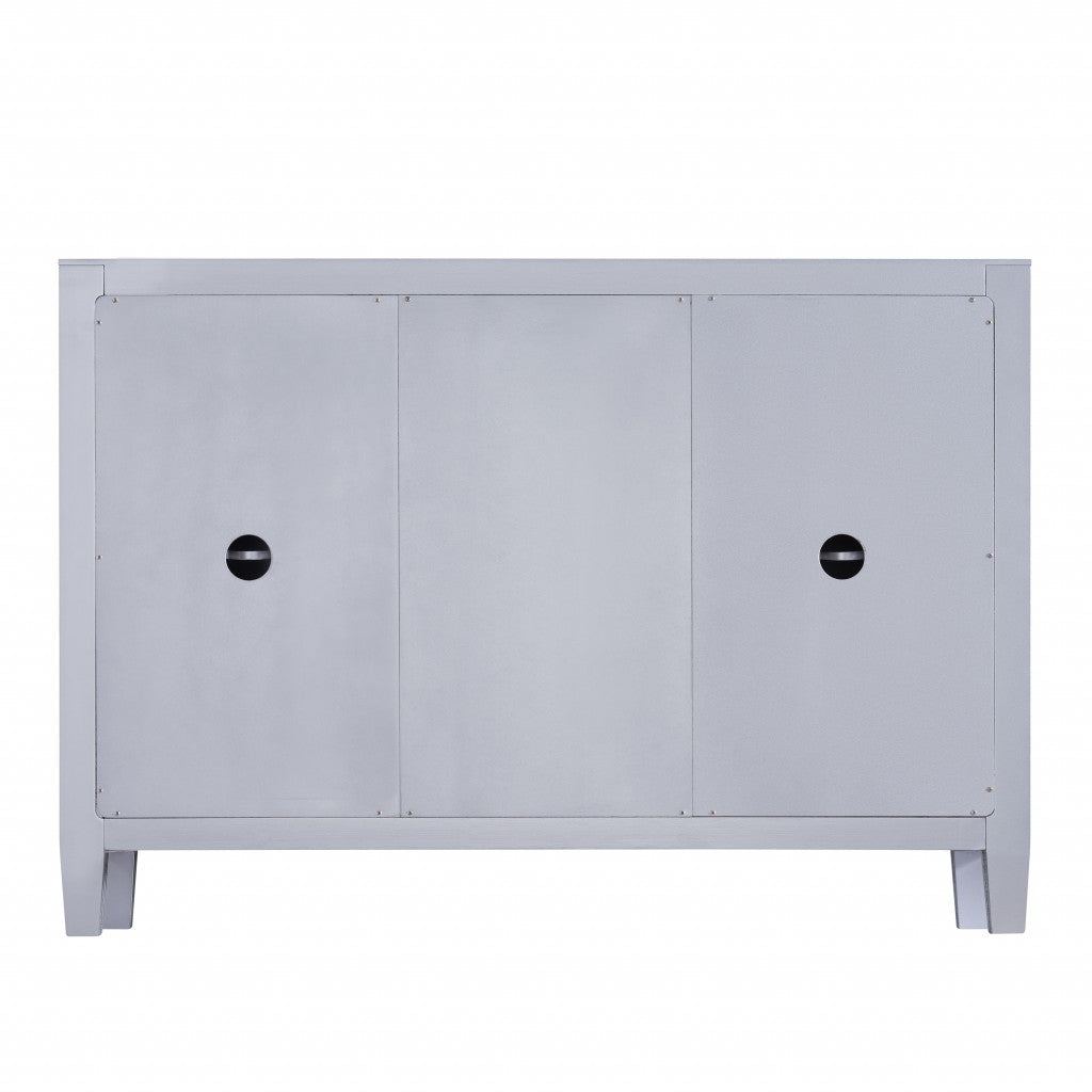 50" Silver Wood and Glass Three Drawer Credenza with Two Doors-4