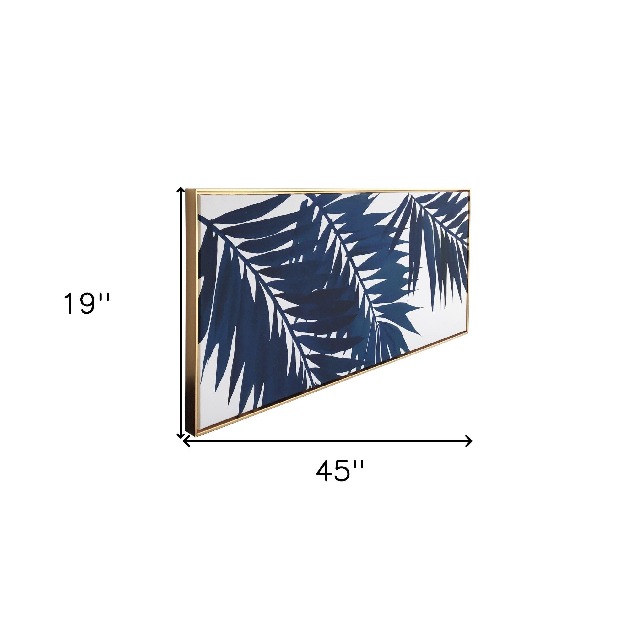 Bold Blue Palms Framed Canvas Wall Art Floater Frame Graphic Art Wall Art-6