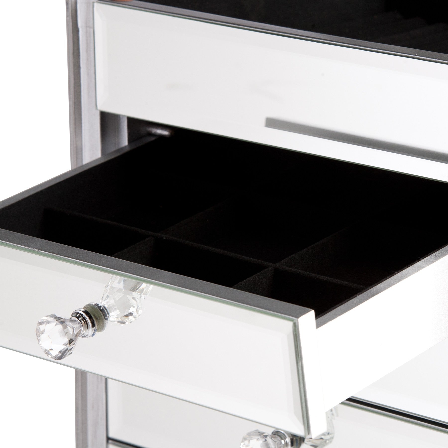 18" Silver Mirrored Writing Desk With Seven Drawers-4