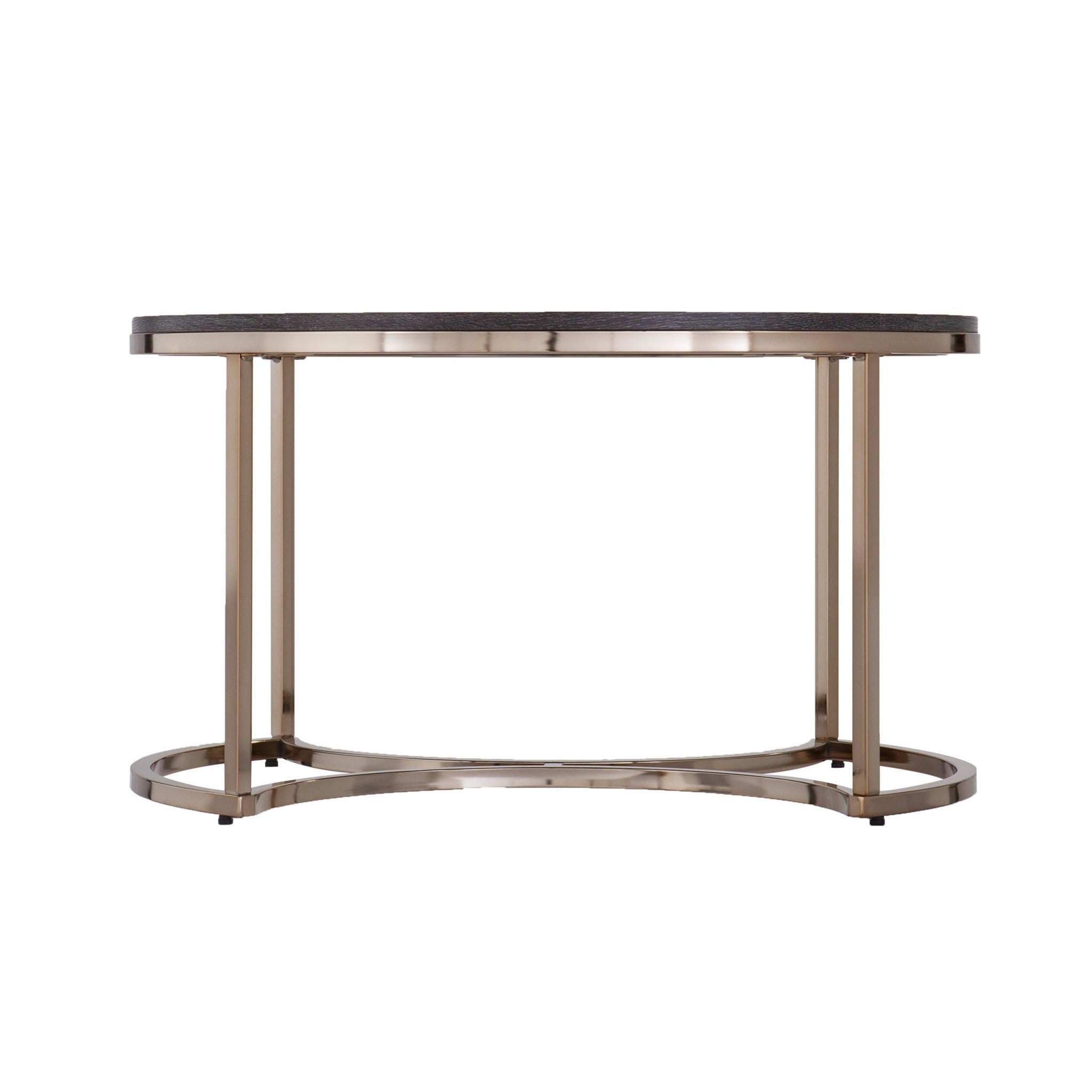 32" Champagne And Charcoal Manufactured Wood And Metal With Iron Round Coffee Table-3