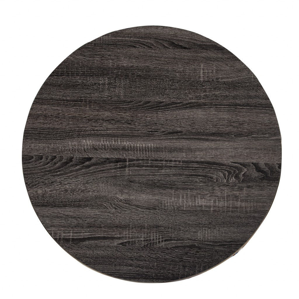 32" Champagne And Charcoal Manufactured Wood And Metal With Iron Round Coffee Table-4