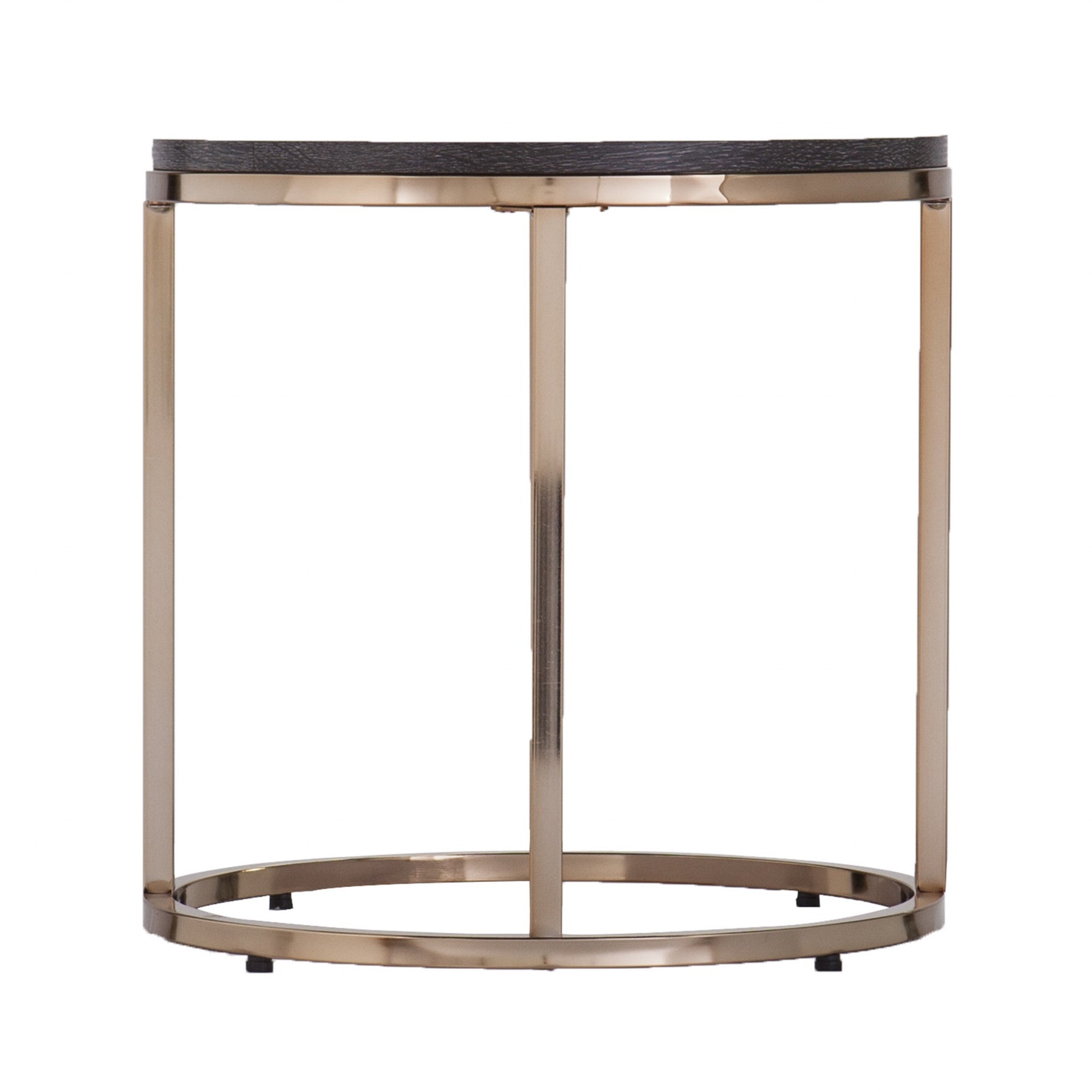 32" Champagne And Charcoal Manufactured Wood And Metal With Iron Round Coffee Table-6