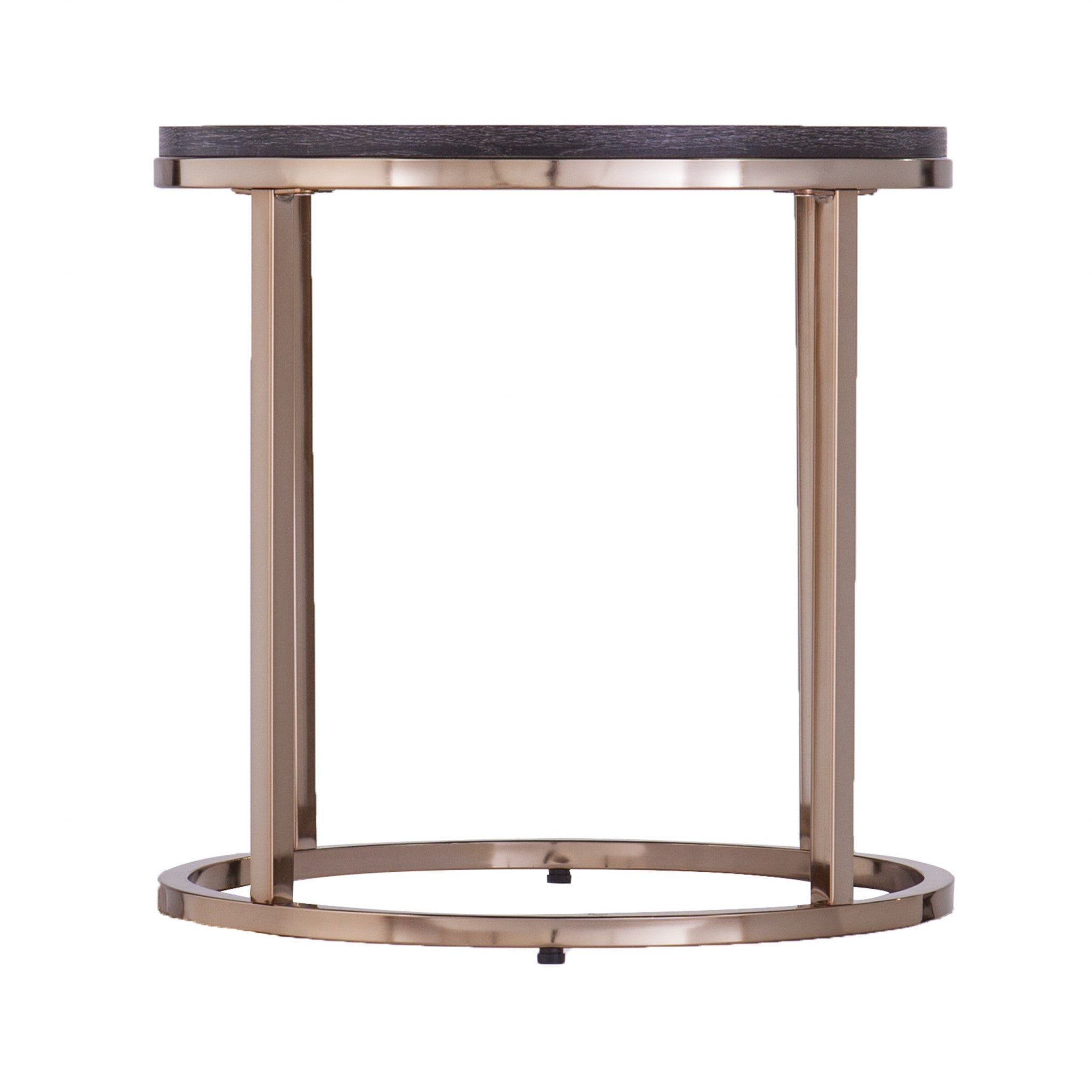 32" Champagne And Charcoal Manufactured Wood And Metal With Iron Round Coffee Table-7