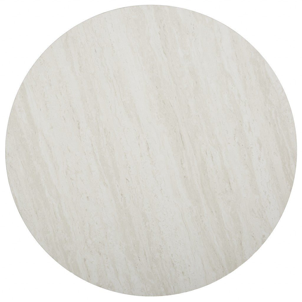 33" Silver Manufactured Wood And Metal Round Coffee Table-4