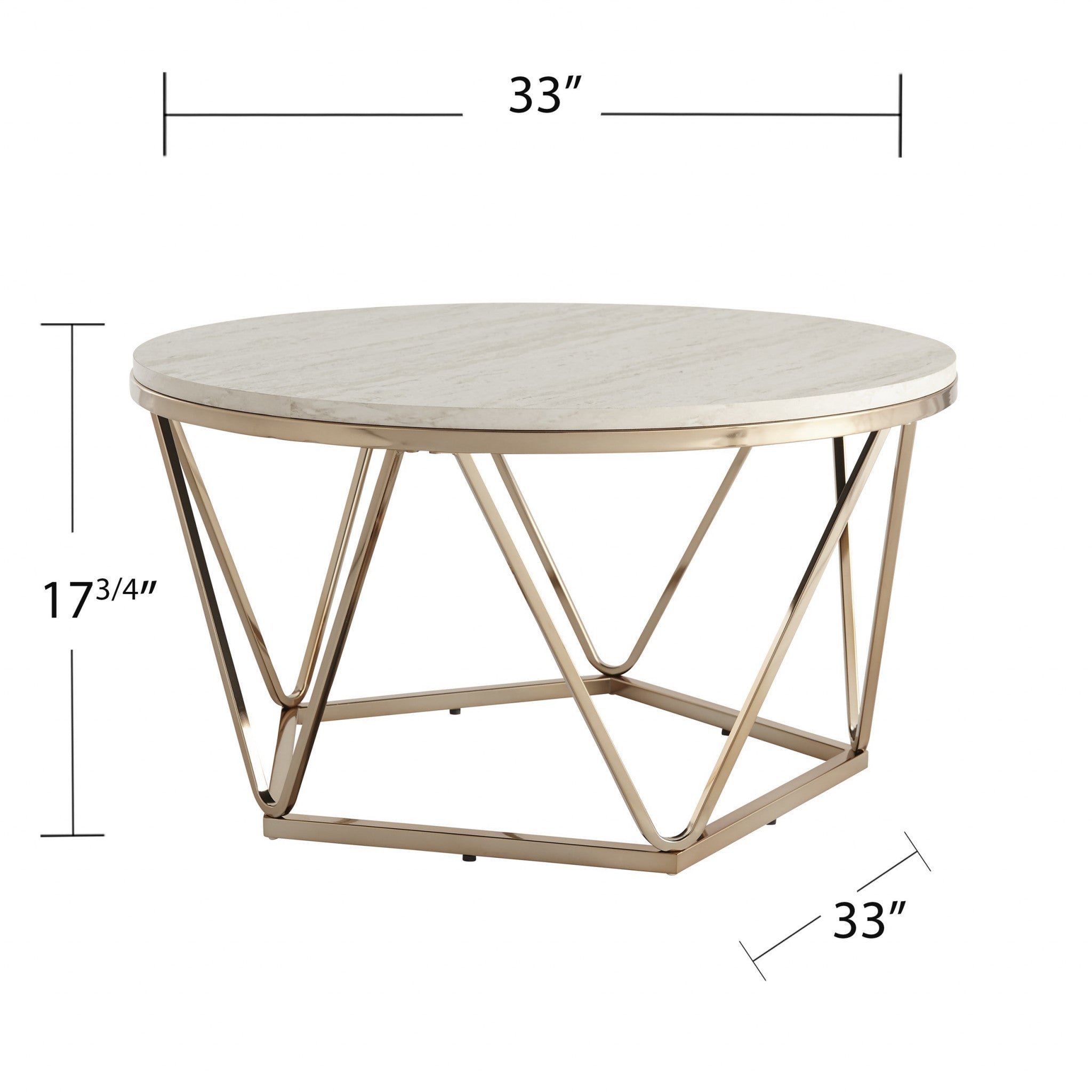 33" Champagne Solid Manufactured Wood And Metal Round Coffee Table-7