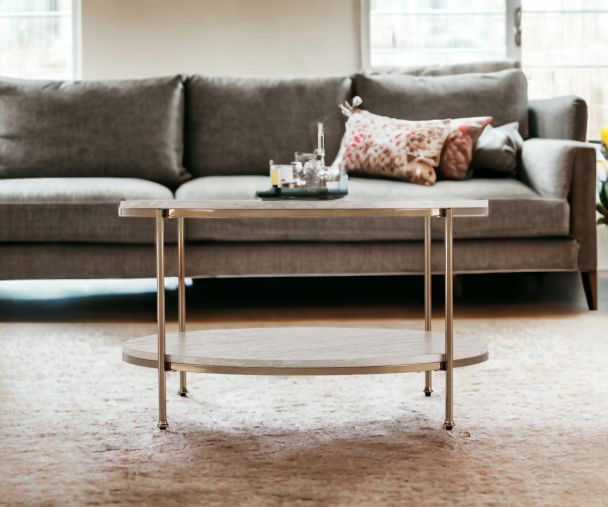 33" White Solid Manufactured Wood And Metal Square Coffee Table-2