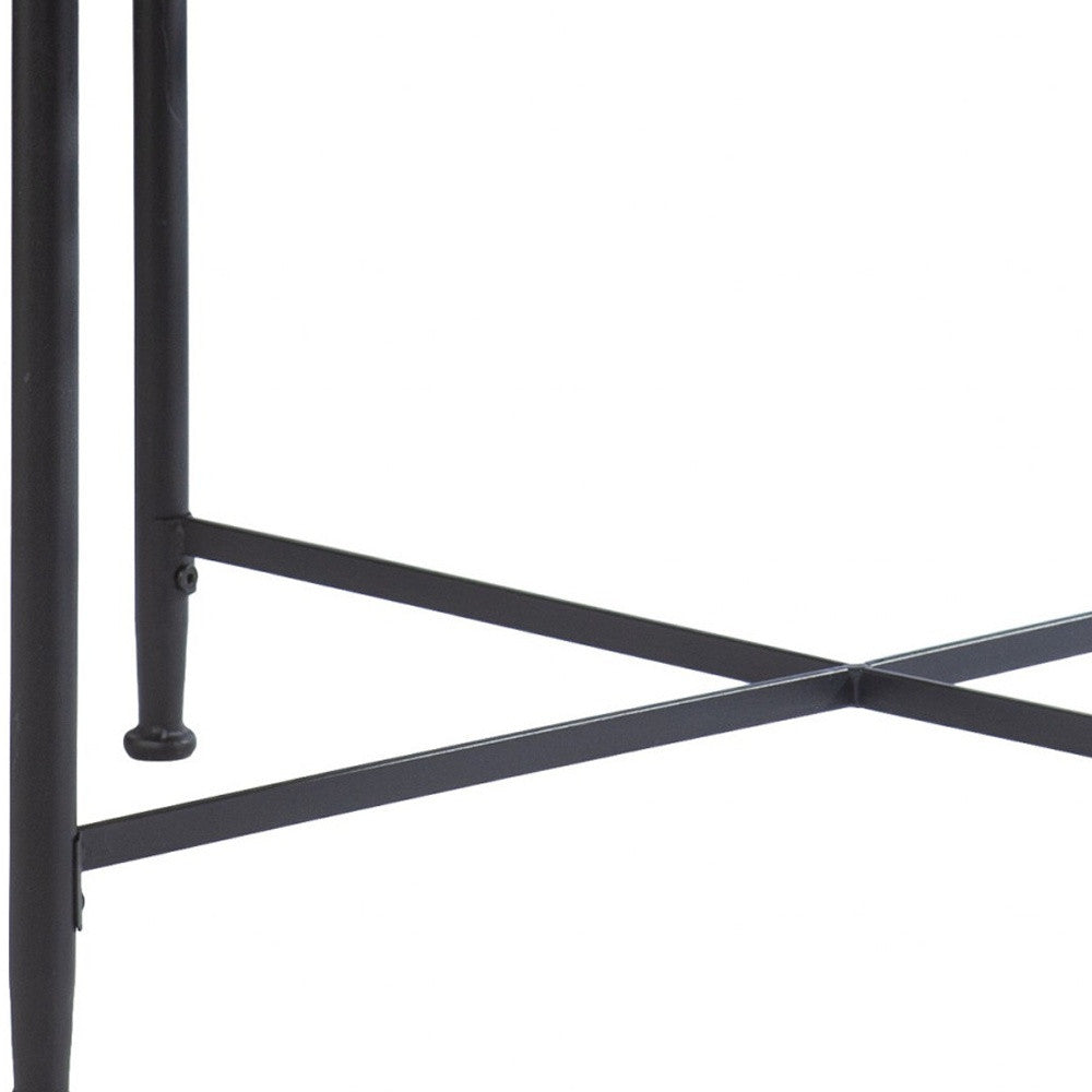 33" Floral Design Glass Top Round Coffee Table-3