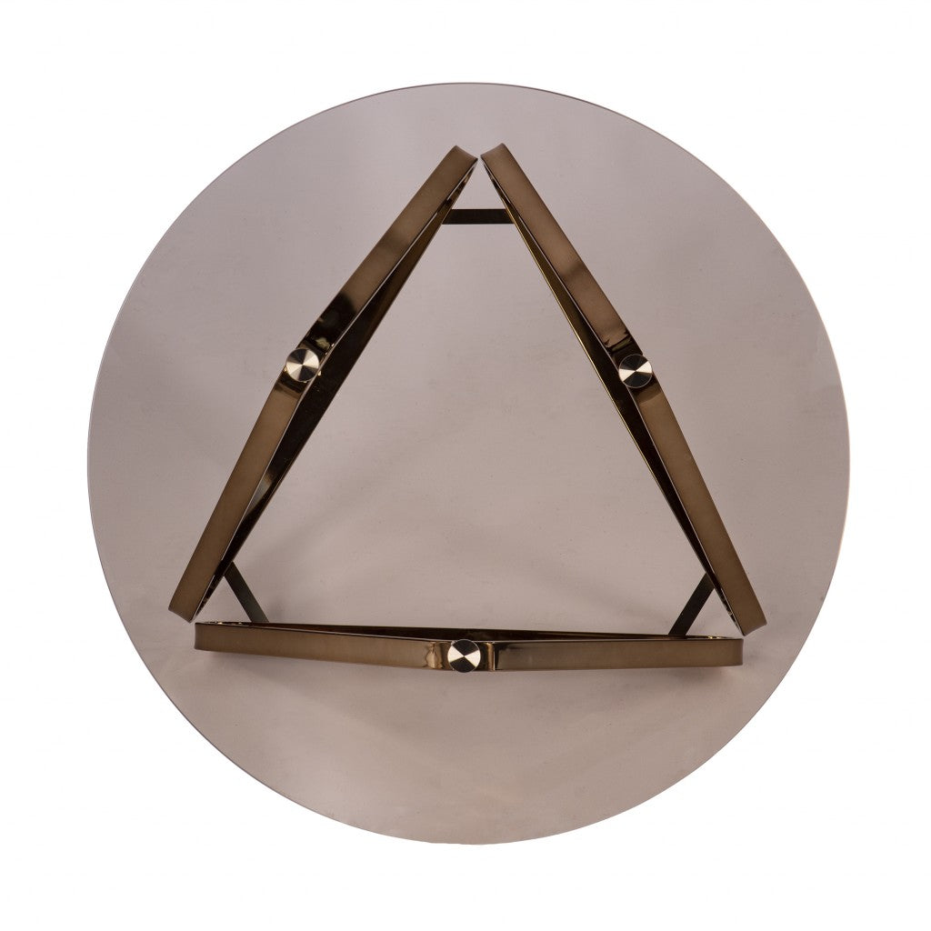 31" Smoky Black and Gold Glass and Metal Round Coffee Table-4