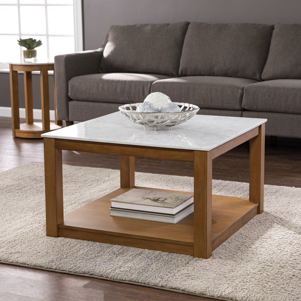 30" Natural And Natural Brown Solid Manufactured Wood Square Coffee Table-7
