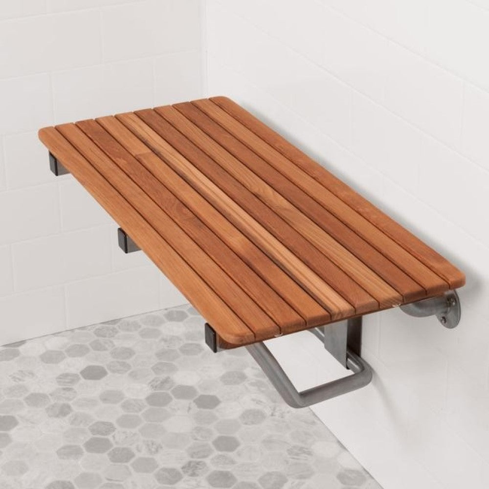 28" Brown Premium Wall Mount Teak Shower Bench-4