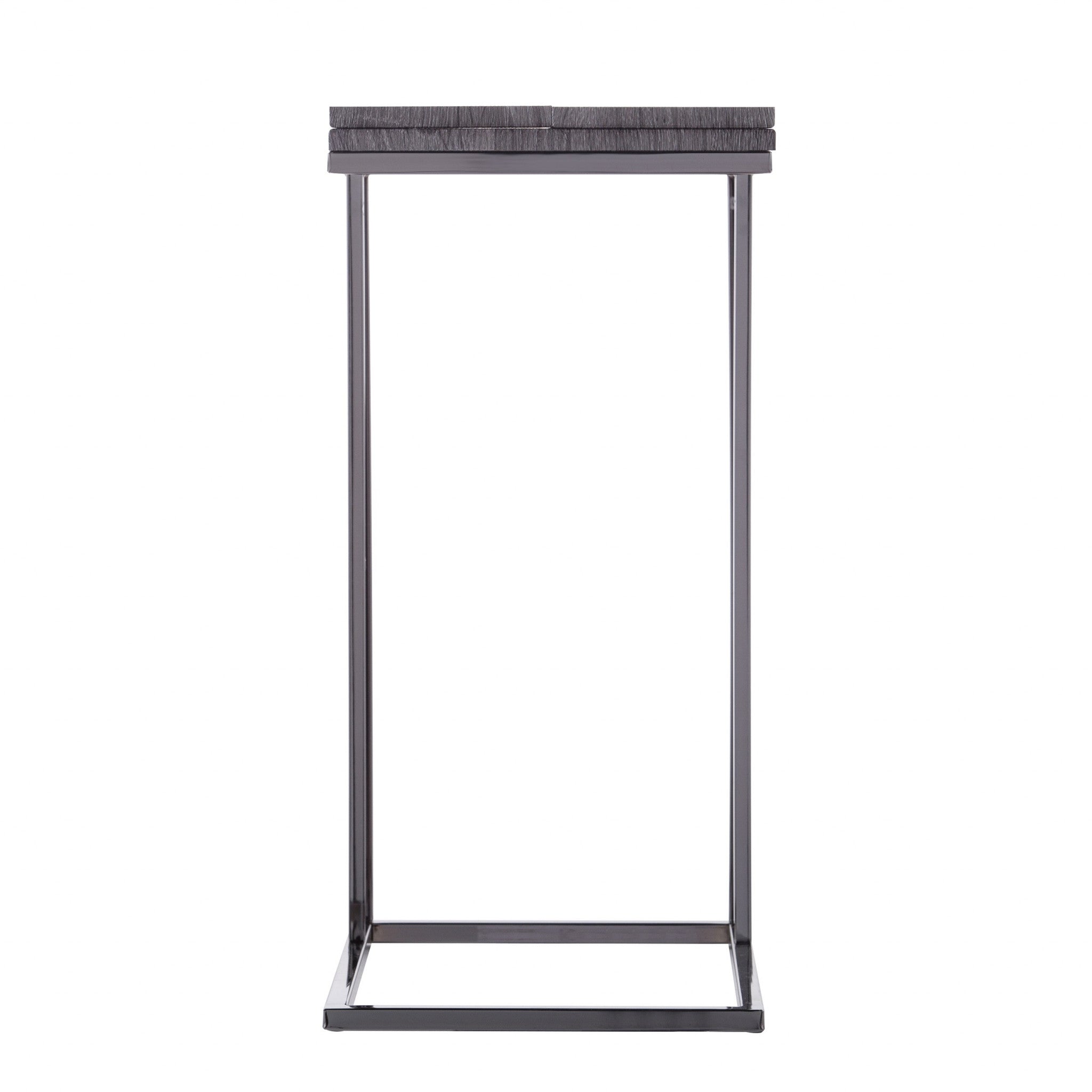 25" Silver And Gray Expandable Rectangular End Table-2