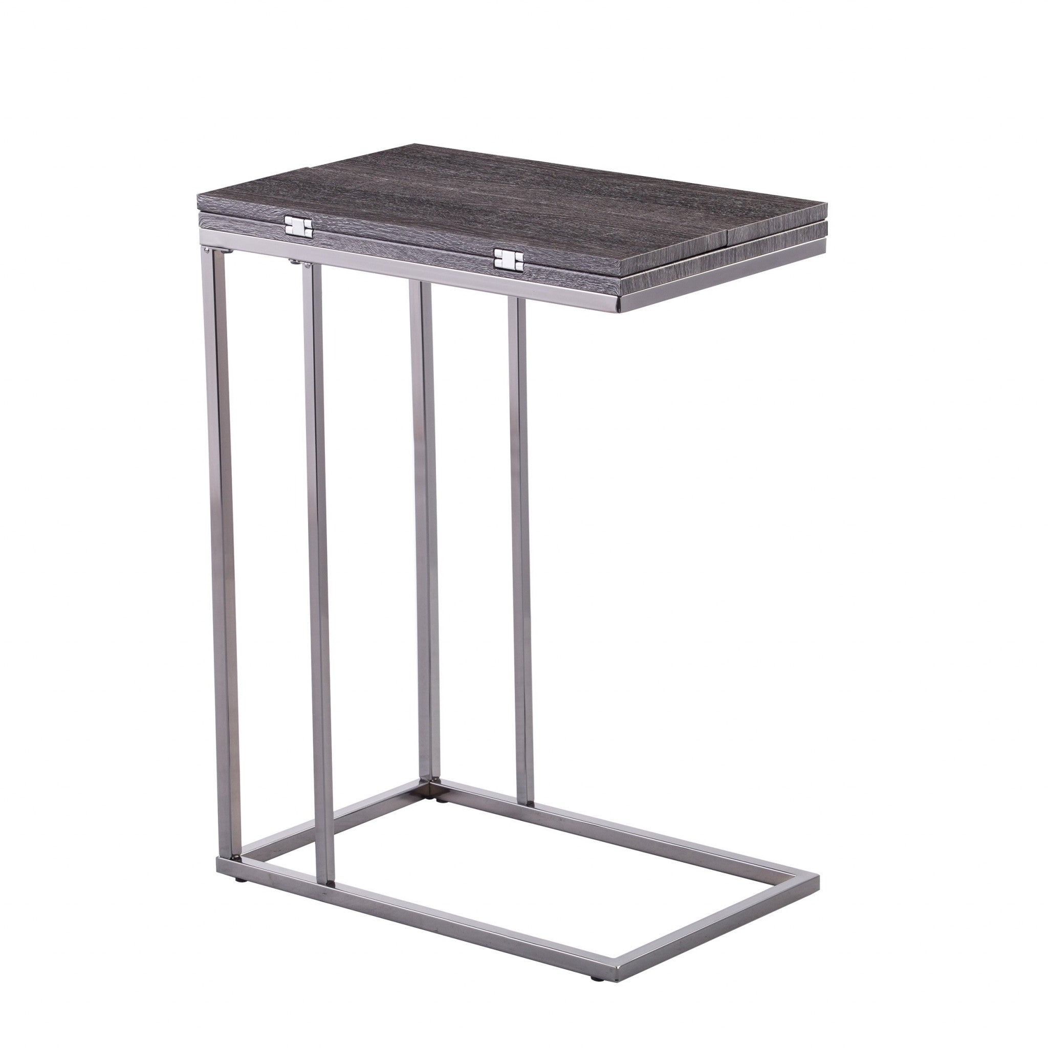 25" Silver And Gray Expandable Rectangular End Table-0