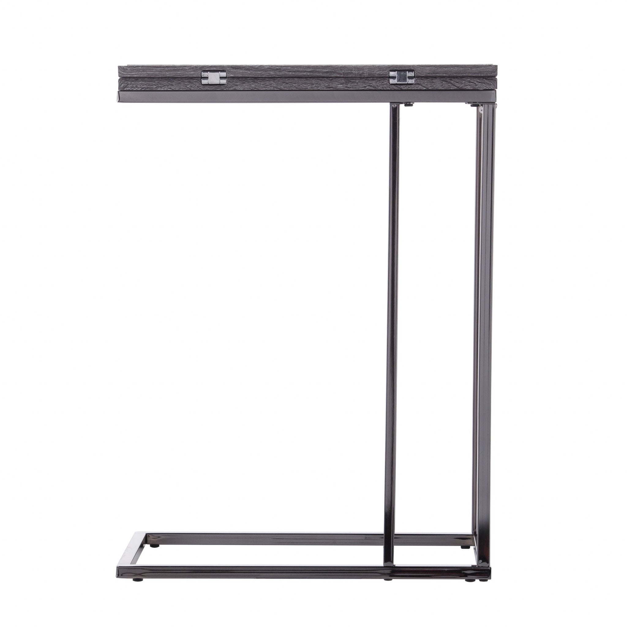 25" Silver And Gray Expandable Rectangular End Table-3