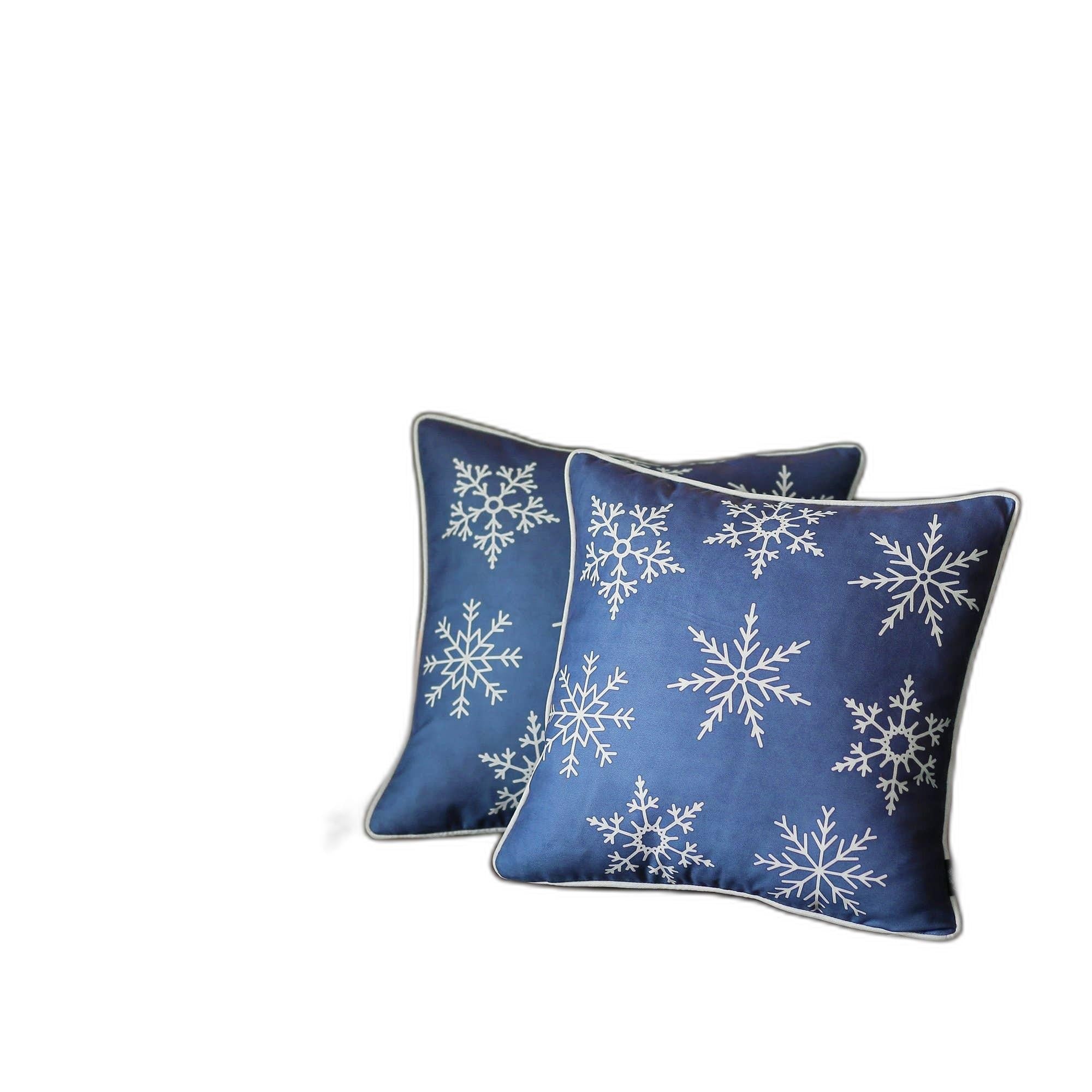 Set of 2 Blue and White Snowflakes Throw Pillows-0