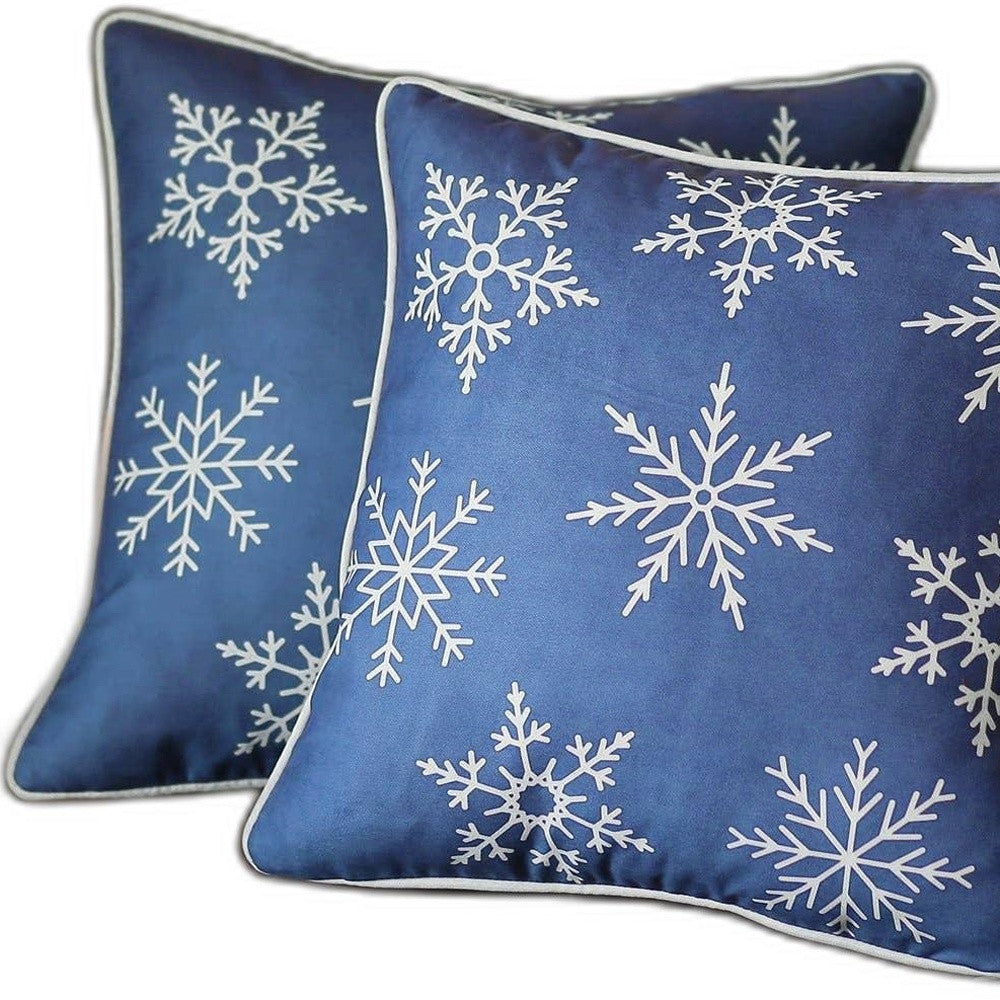Set of 2 Blue and White Snowflakes Throw Pillows-2