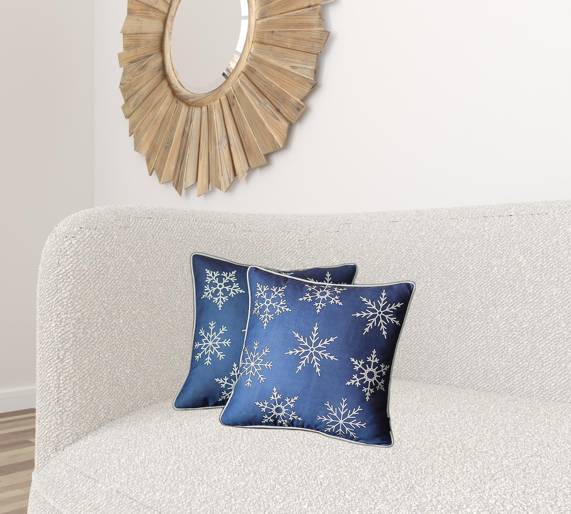 Set of 2 Blue and White Snowflakes Throw Pillows-1