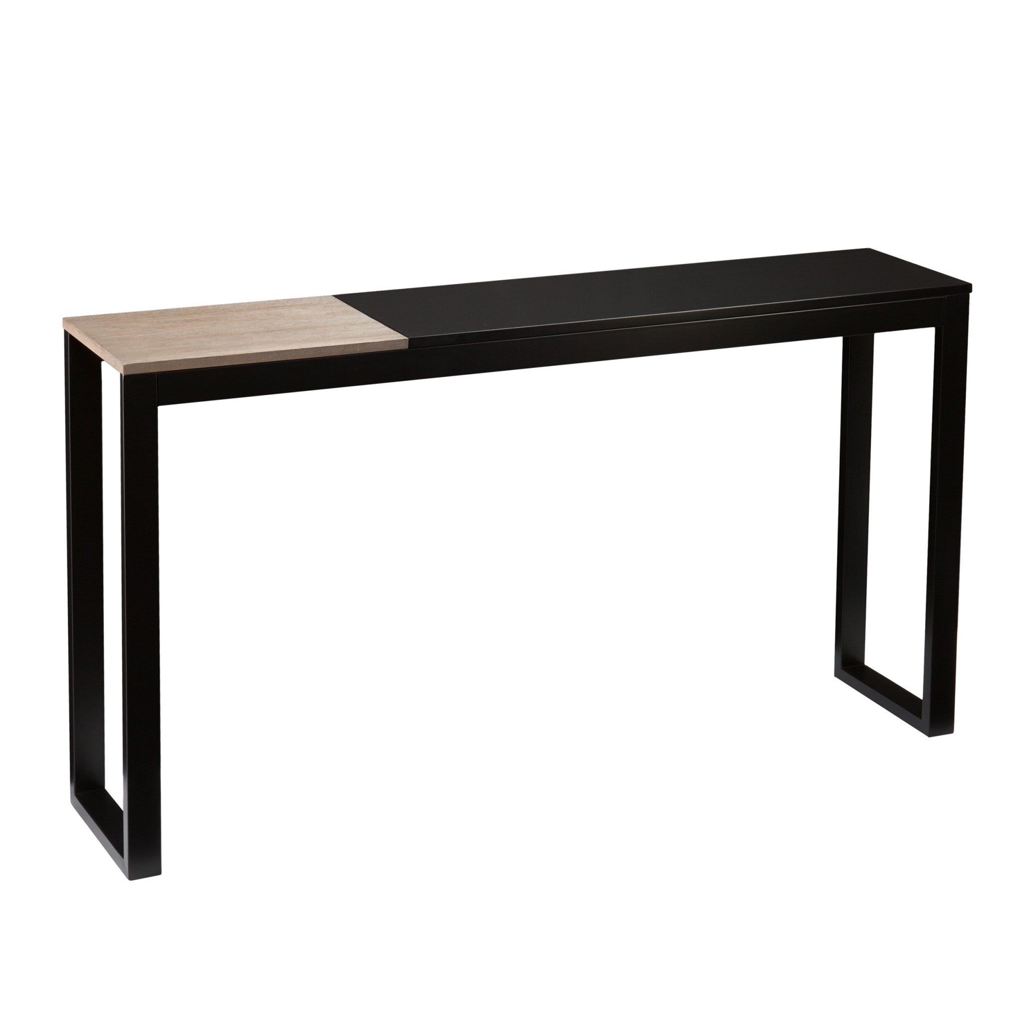56" Natural and Black and Black Sled Console Table-0