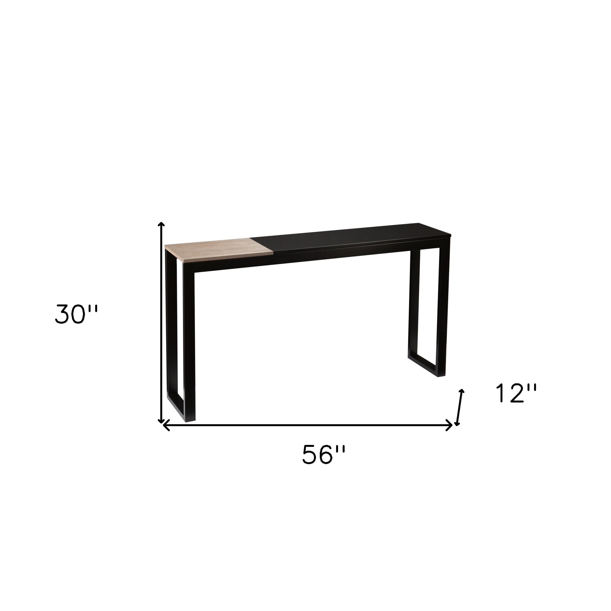 56" Natural and Black and Black Sled Console Table-5
