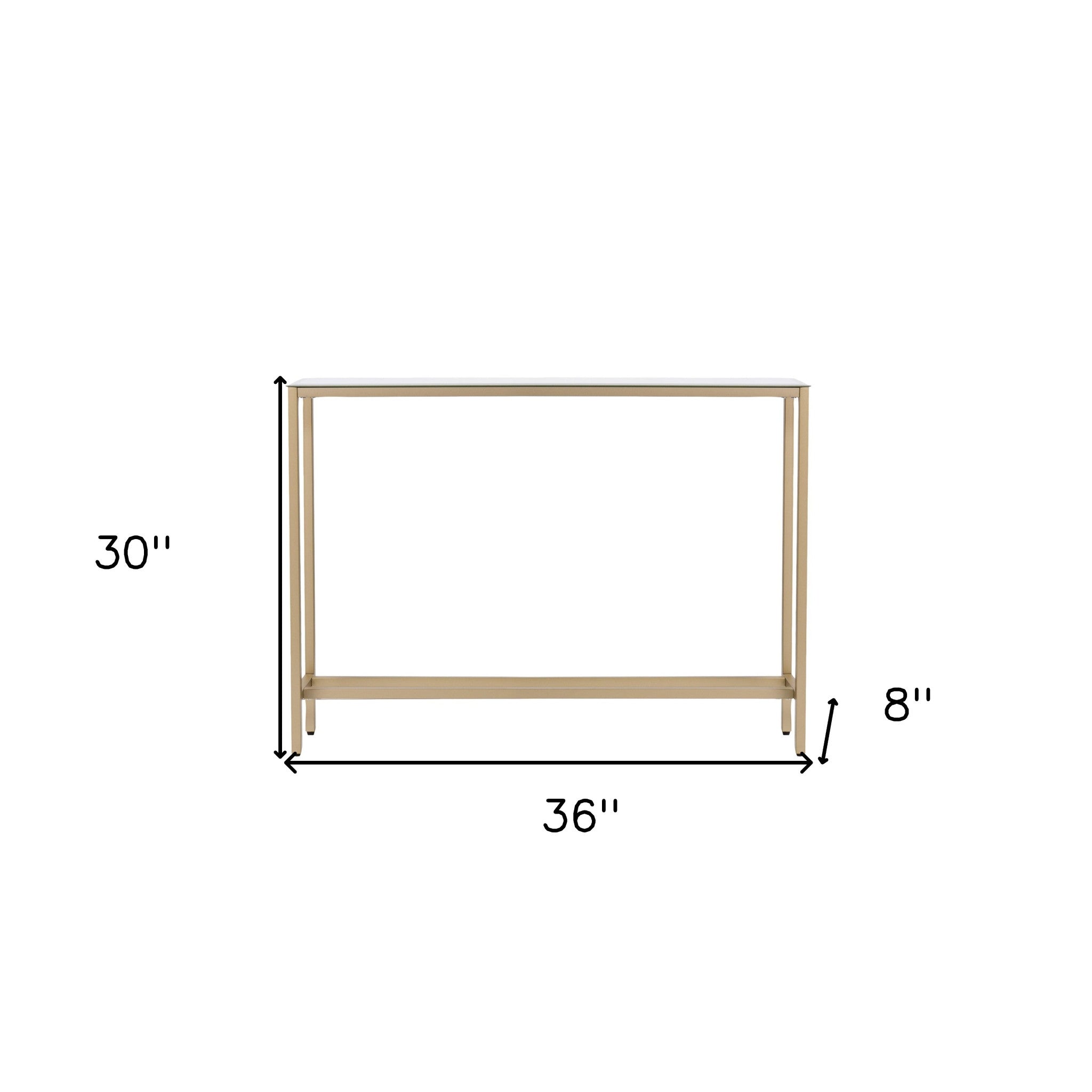 36" Silver and Gold Mirrored Glass Console Table-8