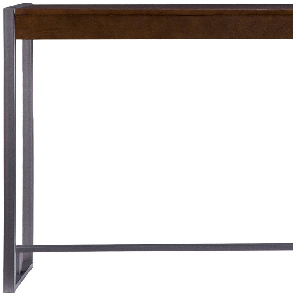 54" Dark Brown and Gunmetal Sled Console Table-7