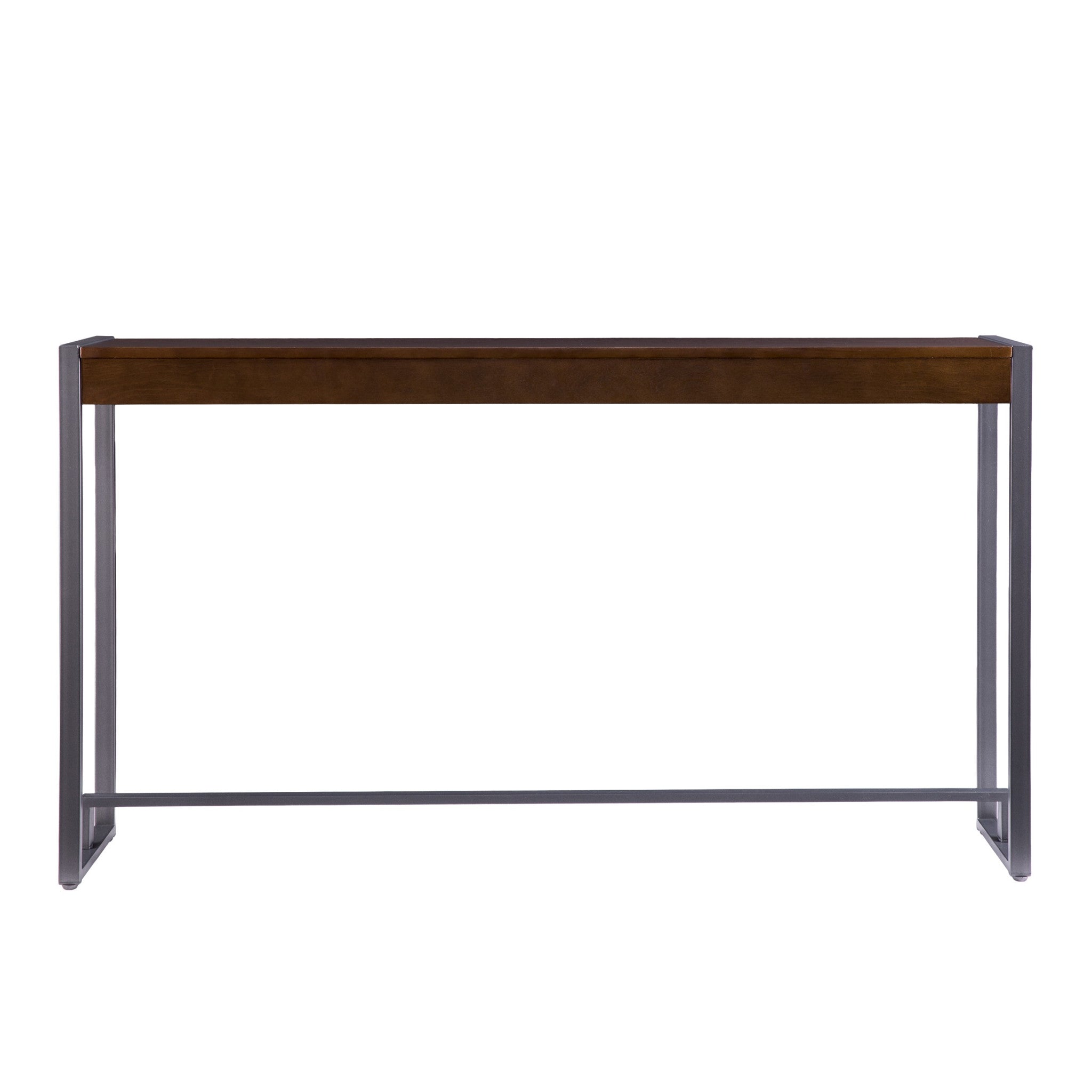 54" Dark Brown and Gunmetal Sled Console Table-1