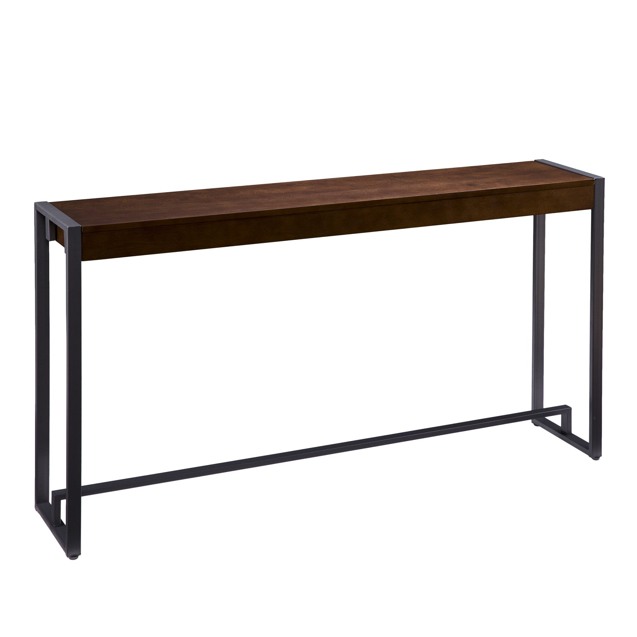 54" Dark Brown and Gunmetal Sled Console Table-2