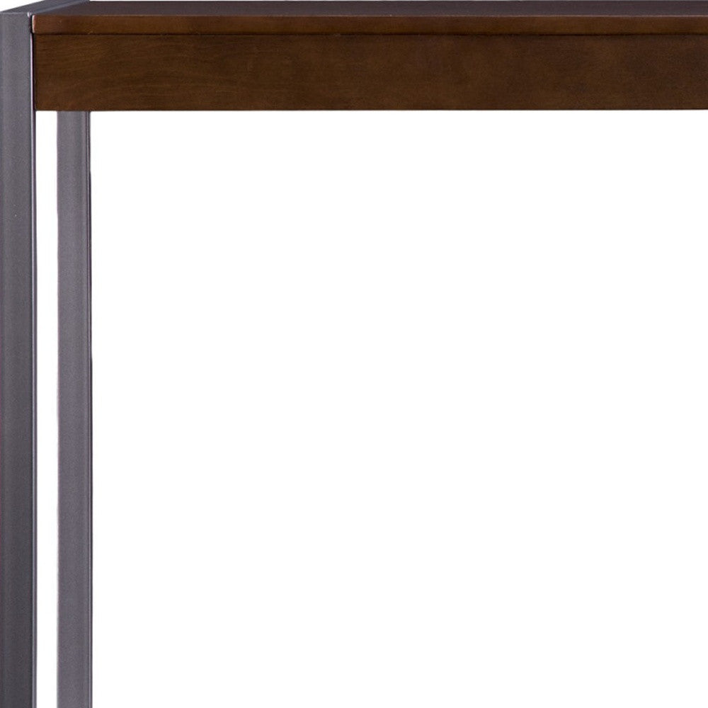 54" Dark Brown and Gunmetal Sled Console Table-6