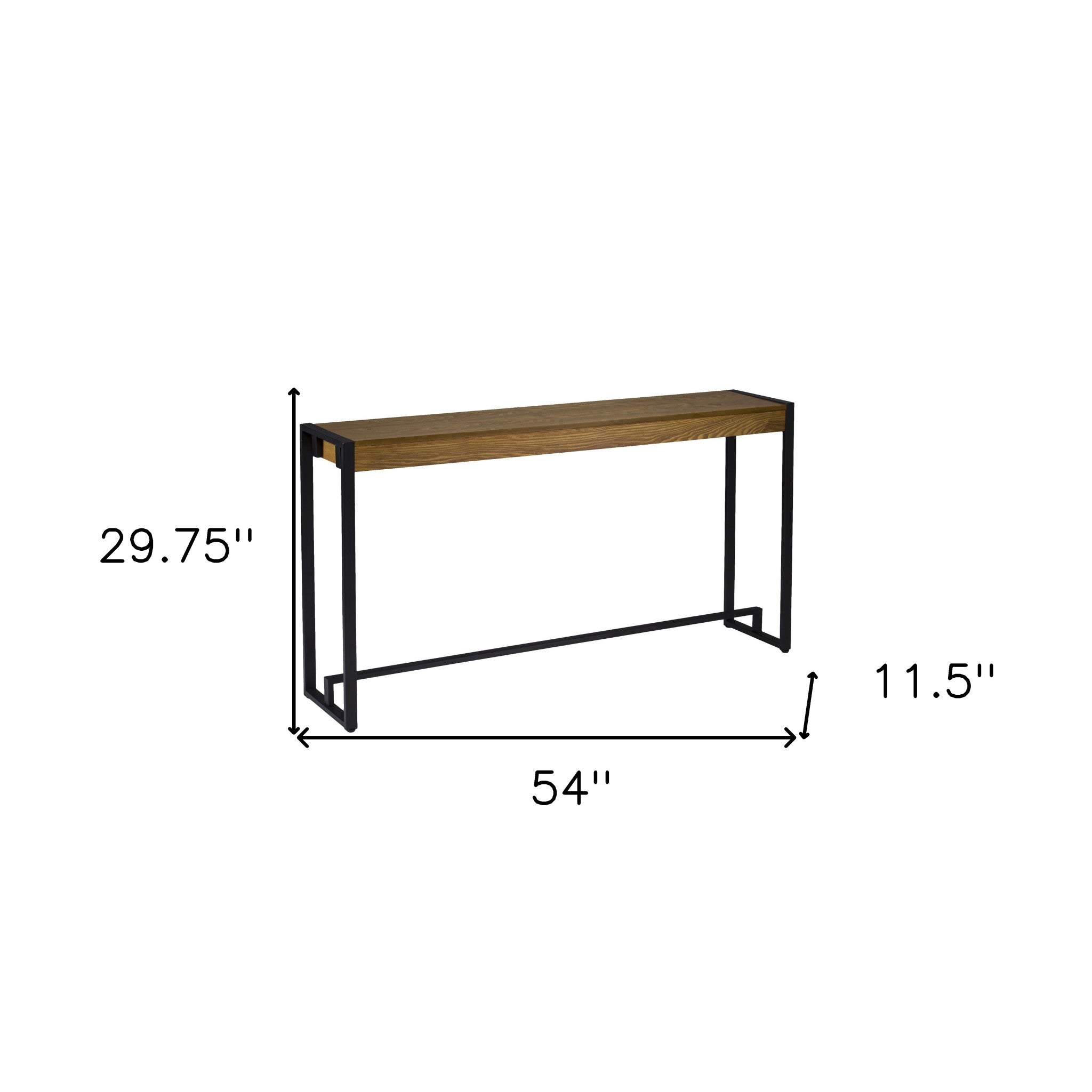 54" Gray Brown and Black Distressed Sled Console Table-8