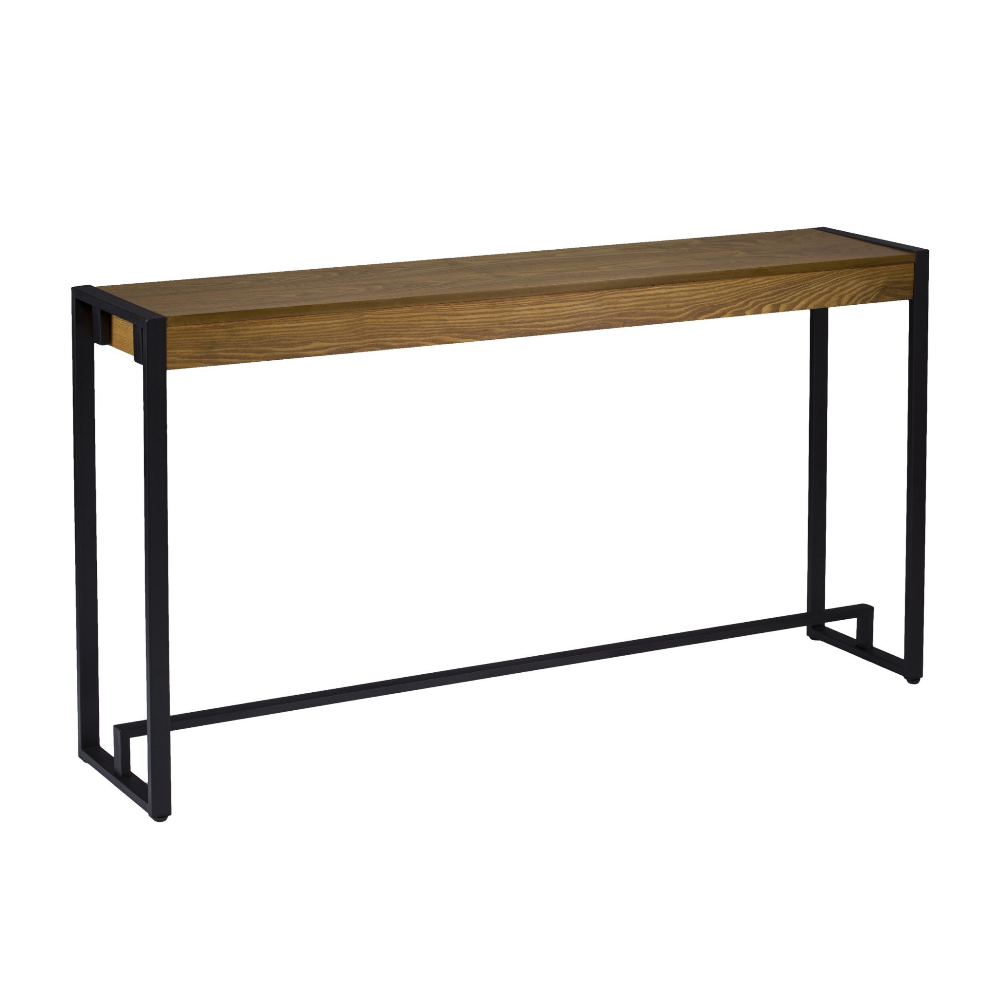 54" Gray Brown and Black Distressed Sled Console Table-0