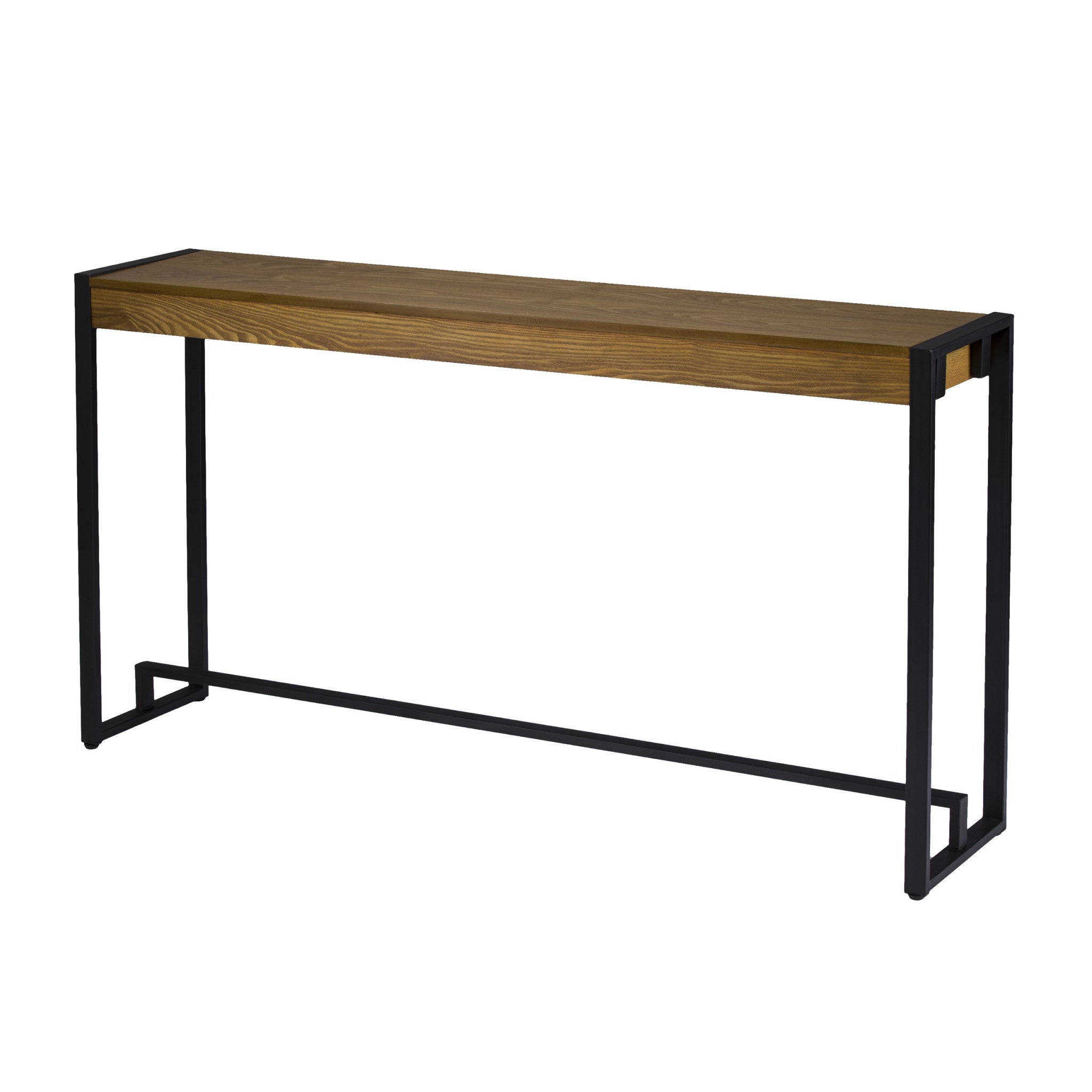 54" Gray Brown and Black Distressed Sled Console Table-3