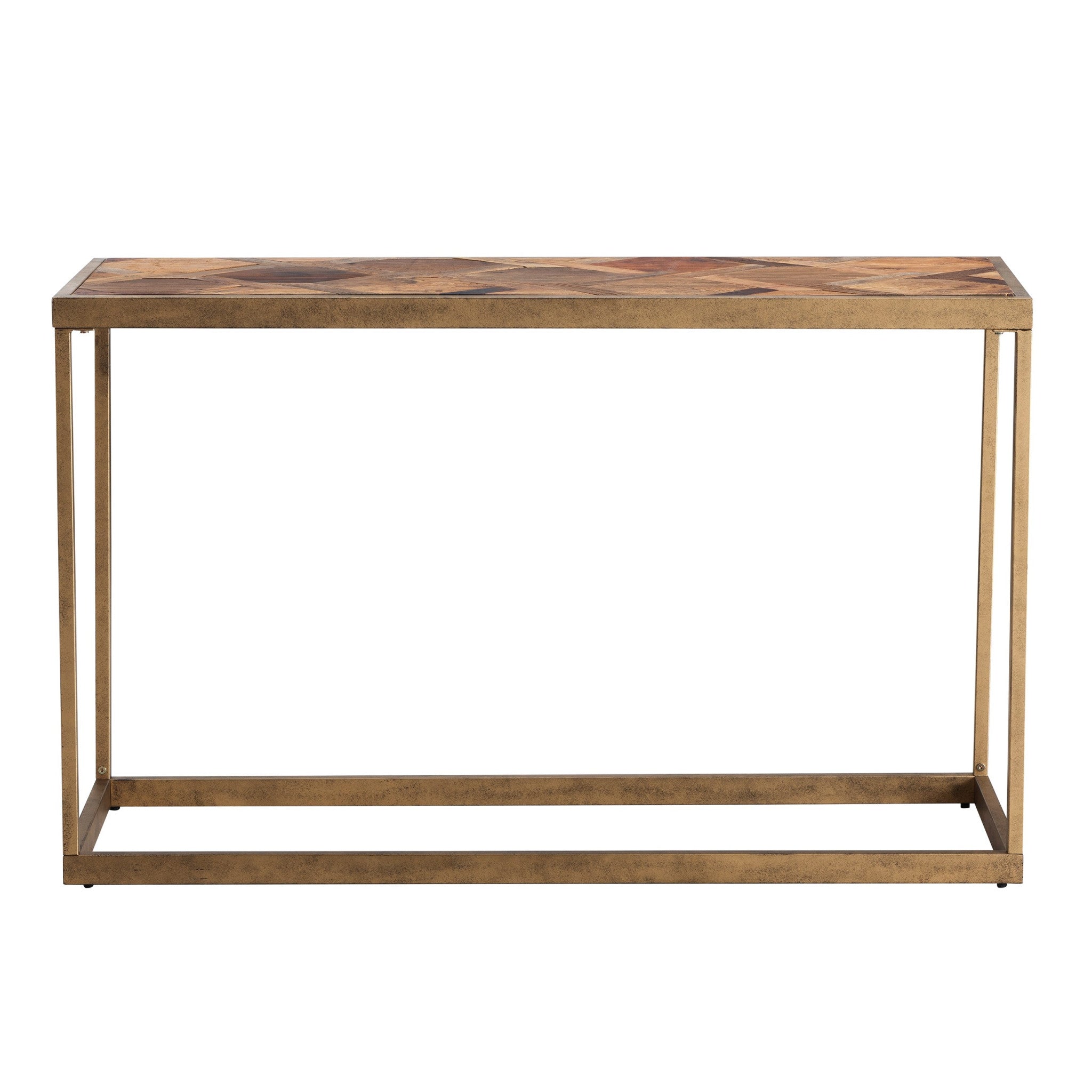 48" Natural and Brass Reclaimed Wood Frame Console Table-1