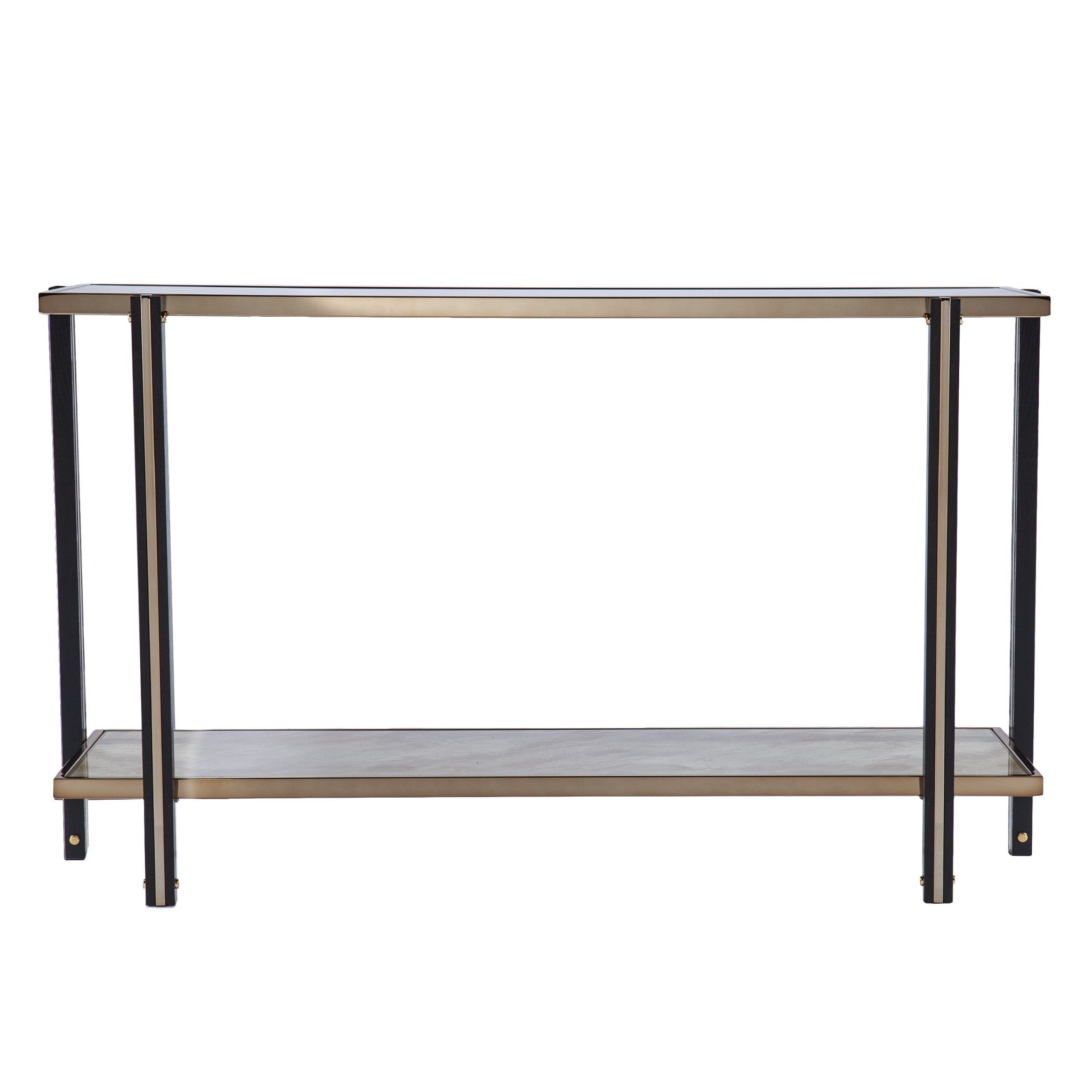 50" Smoky Black and Champagne Mirrored Glass Console Table With Shelf-1