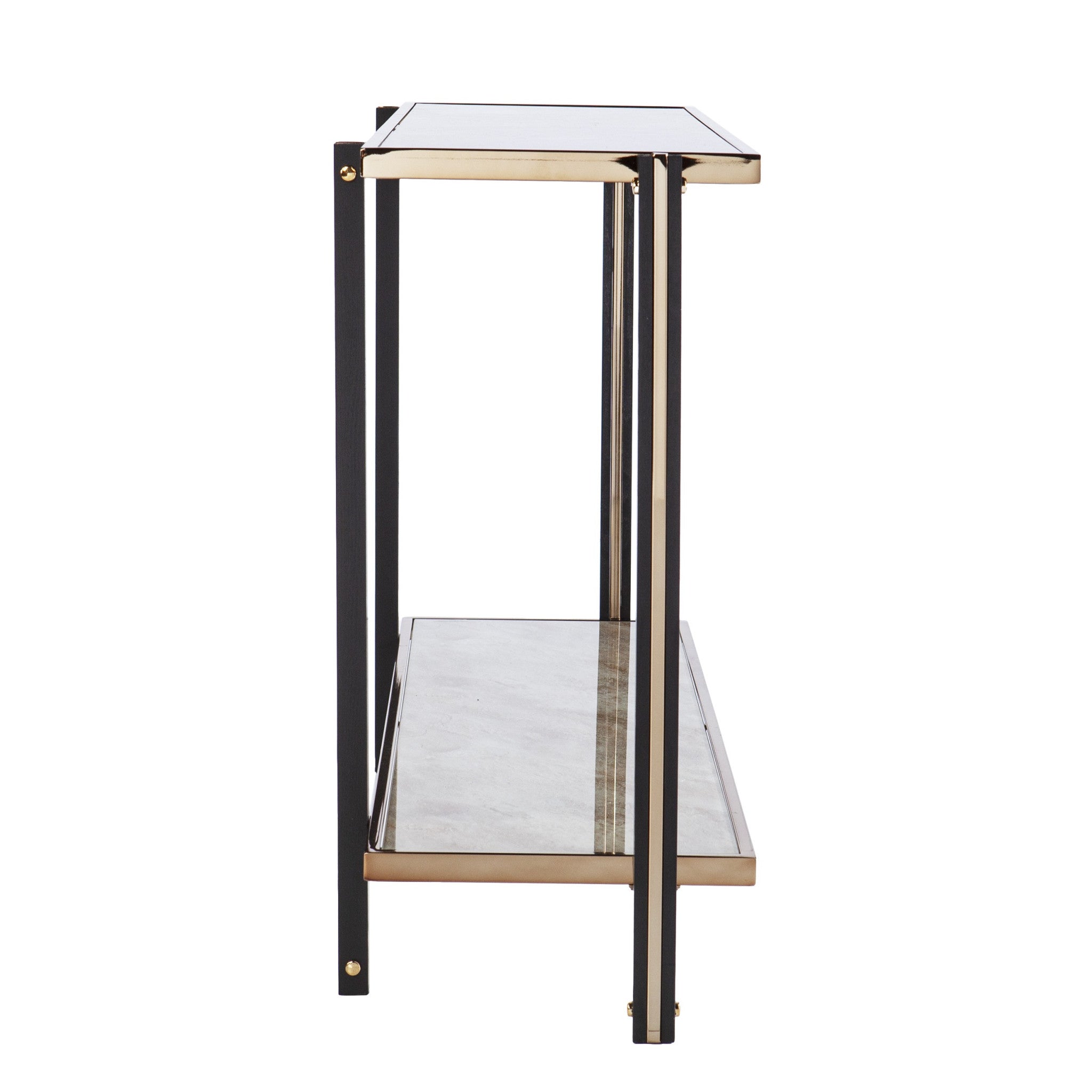 50" Smoky Black and Champagne Mirrored Glass Console Table With Shelf-3