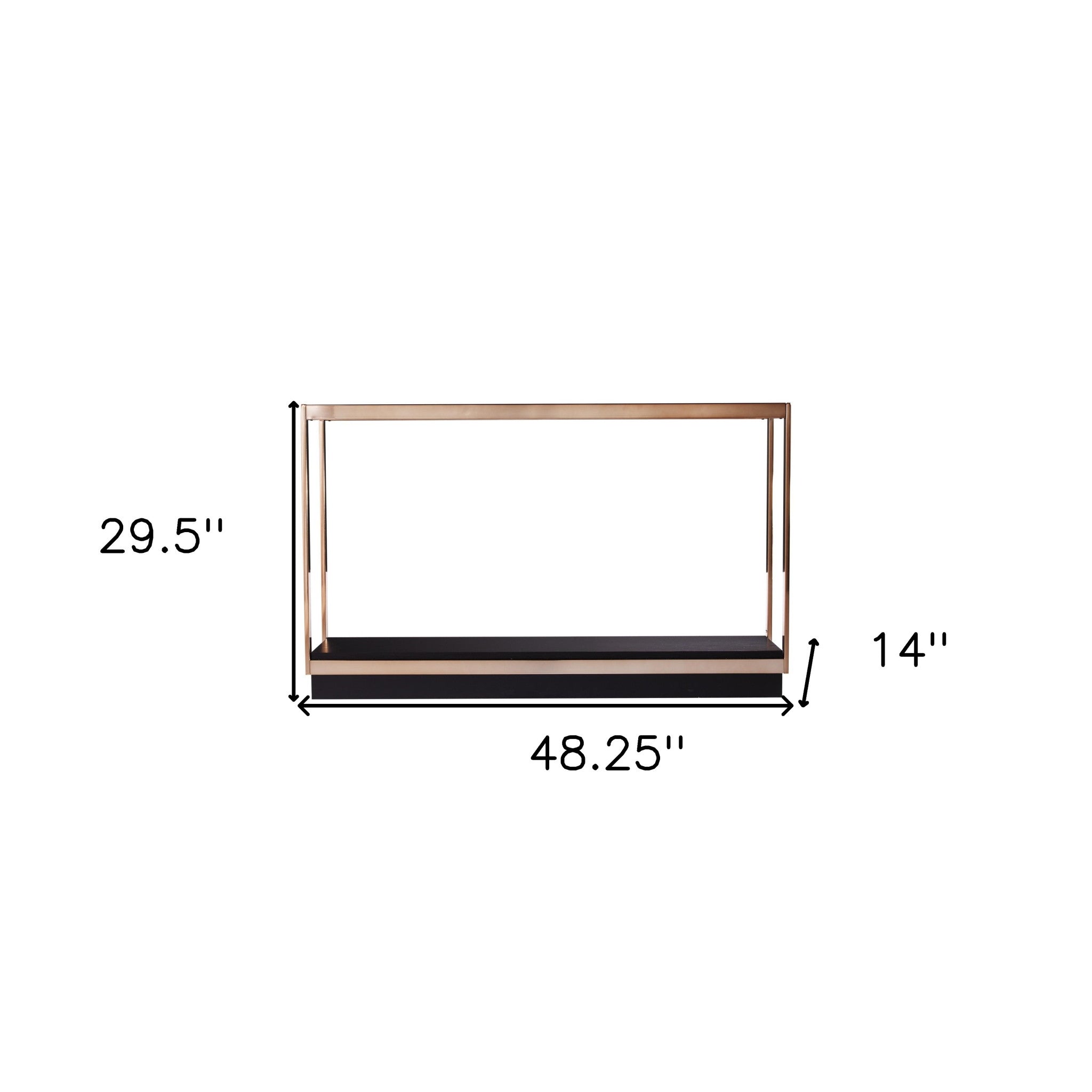 48" Clear Black and Champagne Glass Floor Shelf Console Table With Shelf-7