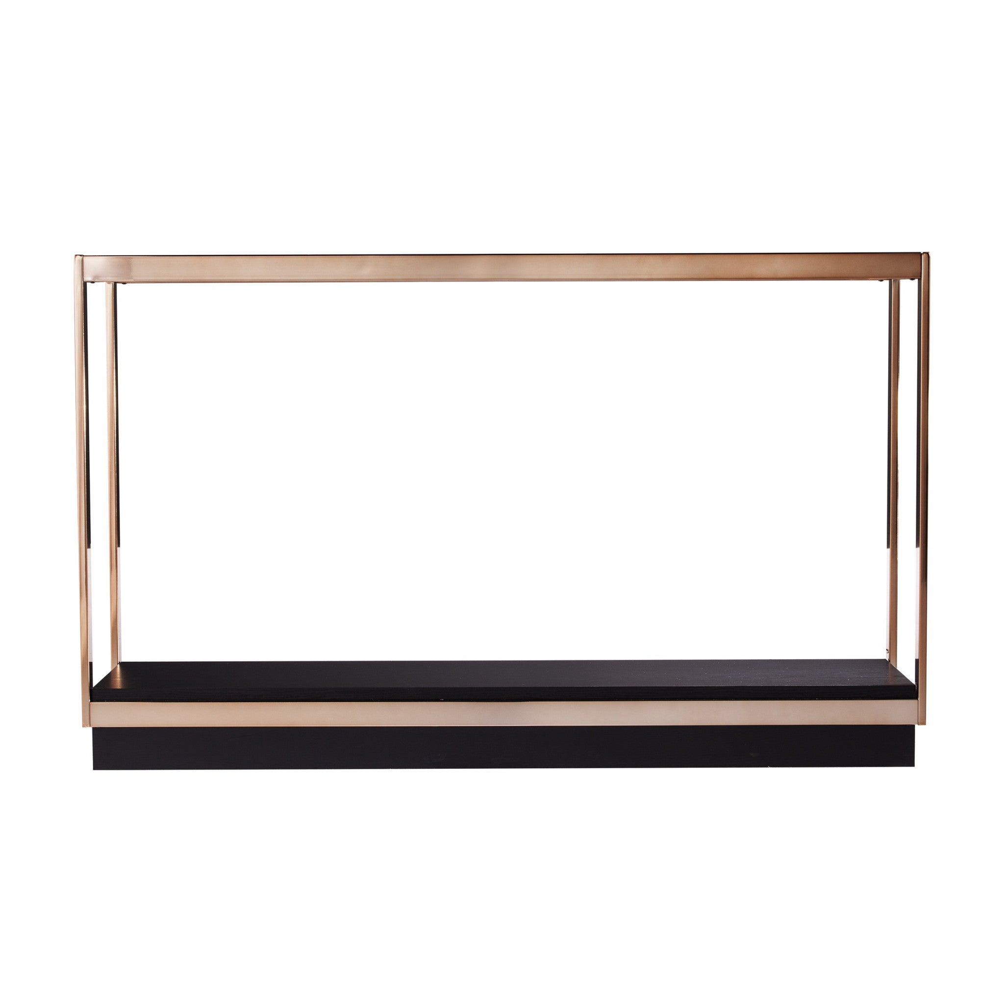 48" Clear Black and Champagne Glass Floor Shelf Console Table With Shelf-1
