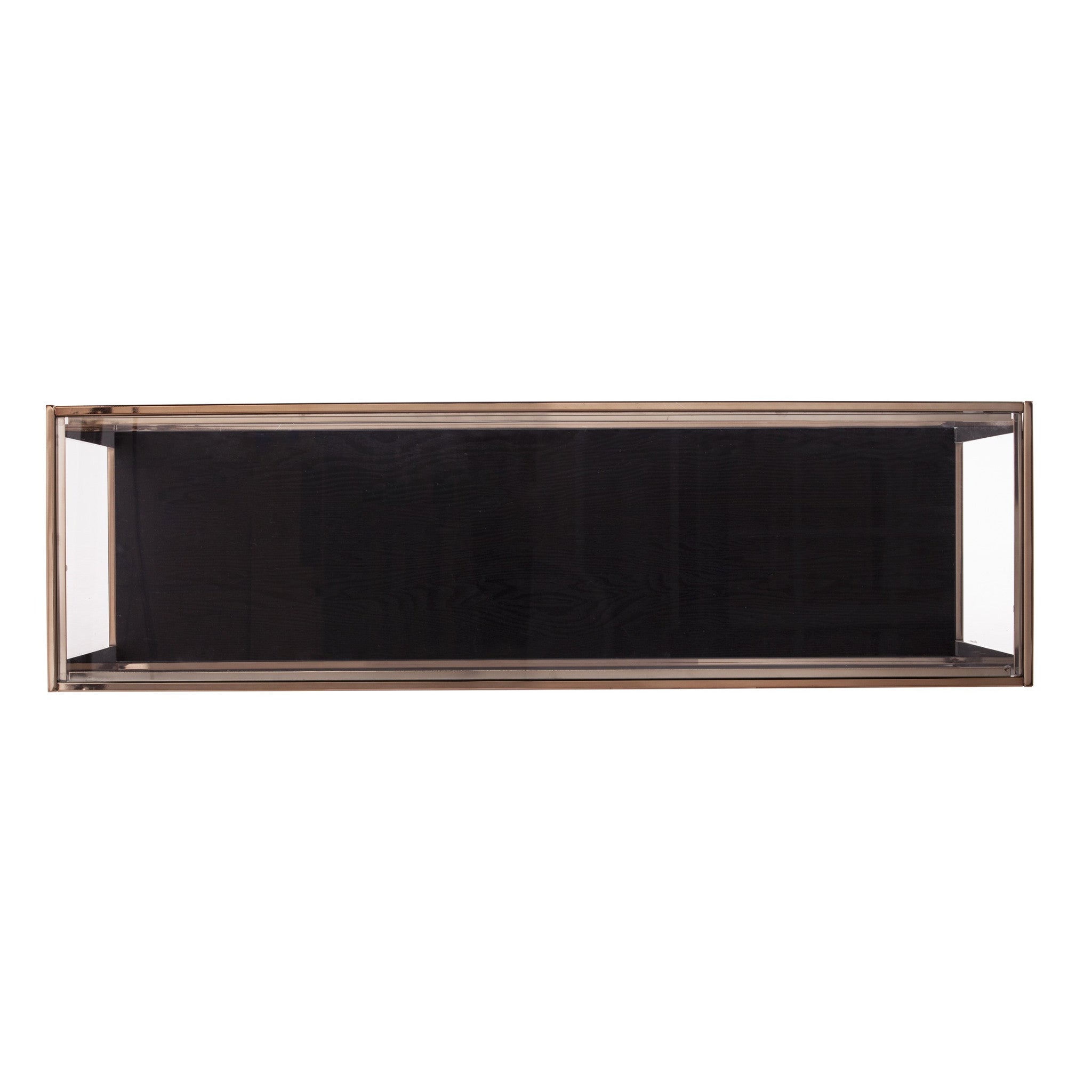48" Clear Black and Champagne Glass Floor Shelf Console Table With Shelf-4